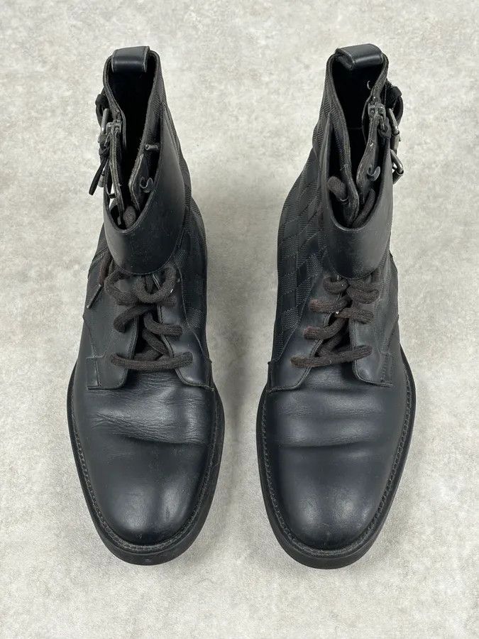 Louis Vuitton Louis Vuitton Black Leather Damier Lace-Up Boots Size US 7 / EU 40 - 2 Thumbnail