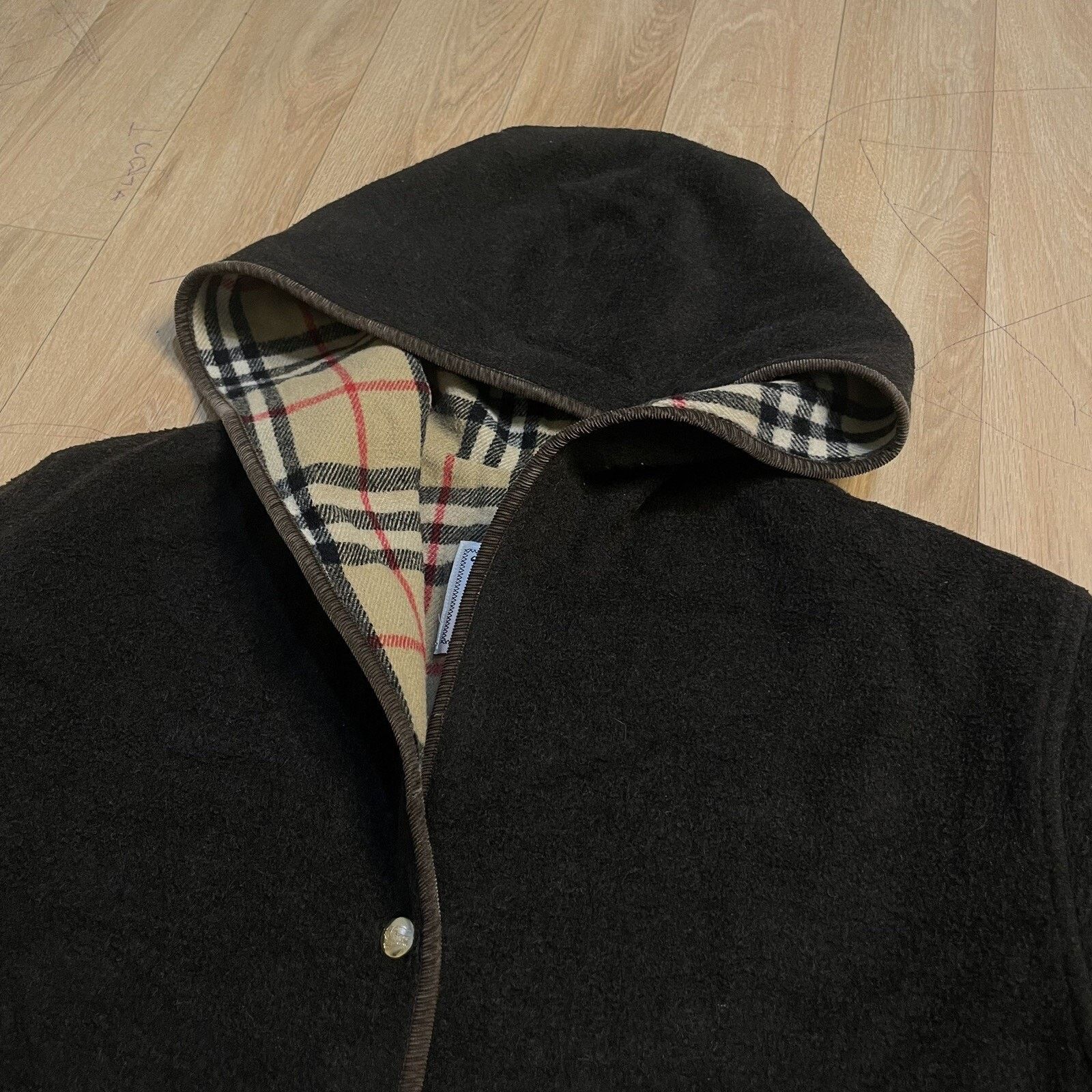 Burberry Vintage burberry coat jacket hooded wool nova check Women's Size L / US 10 / IT 46 - 4 Thumbnail
