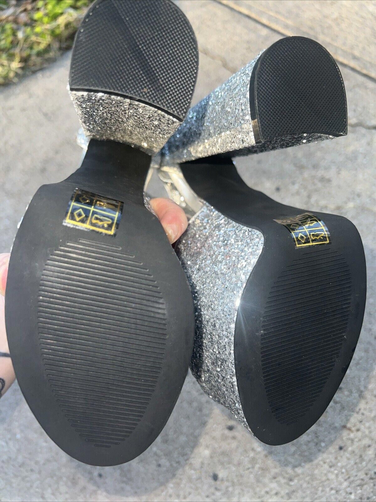 Designer Size 5 silver glitter platform Chunky heels Dolls Kill Shoes Size US 5 / IT 35 - 3 Thumbnail