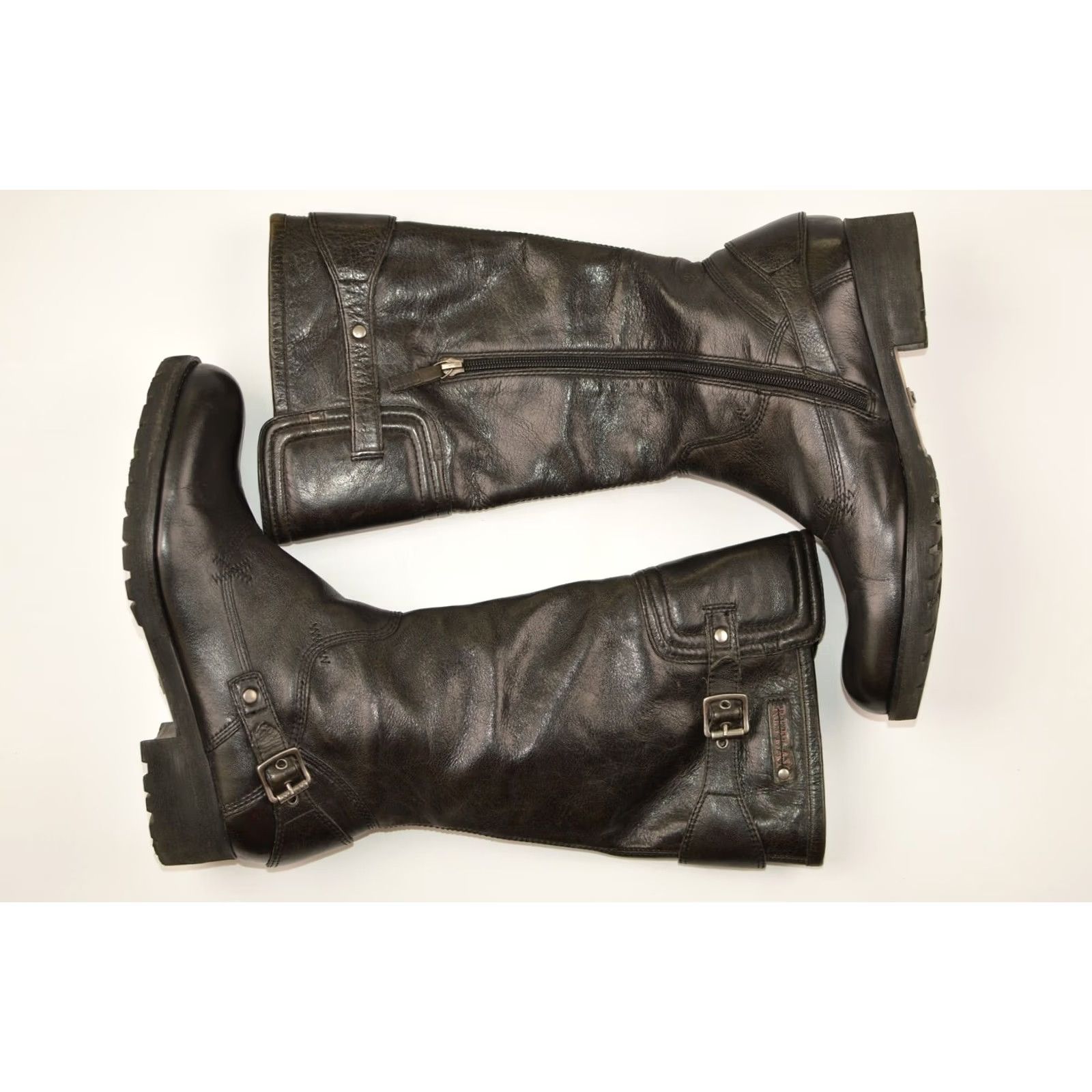 Replay Womens Replay RP1051 Biker Motorcycle High Boots US 10 / EUR 41 Leather Black Boots Women Size US 11 / IT 41 - 4 Thumbnail
