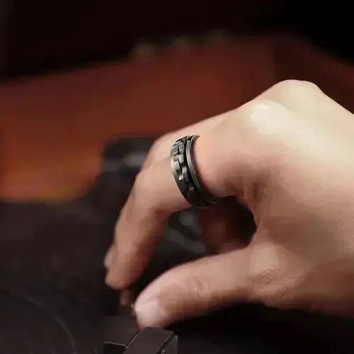 Homemade × Jewelry × Ring Of Fire stainless steel digital 666 ring titanium steel ring Size ONE SIZE - 4 Thumbnail