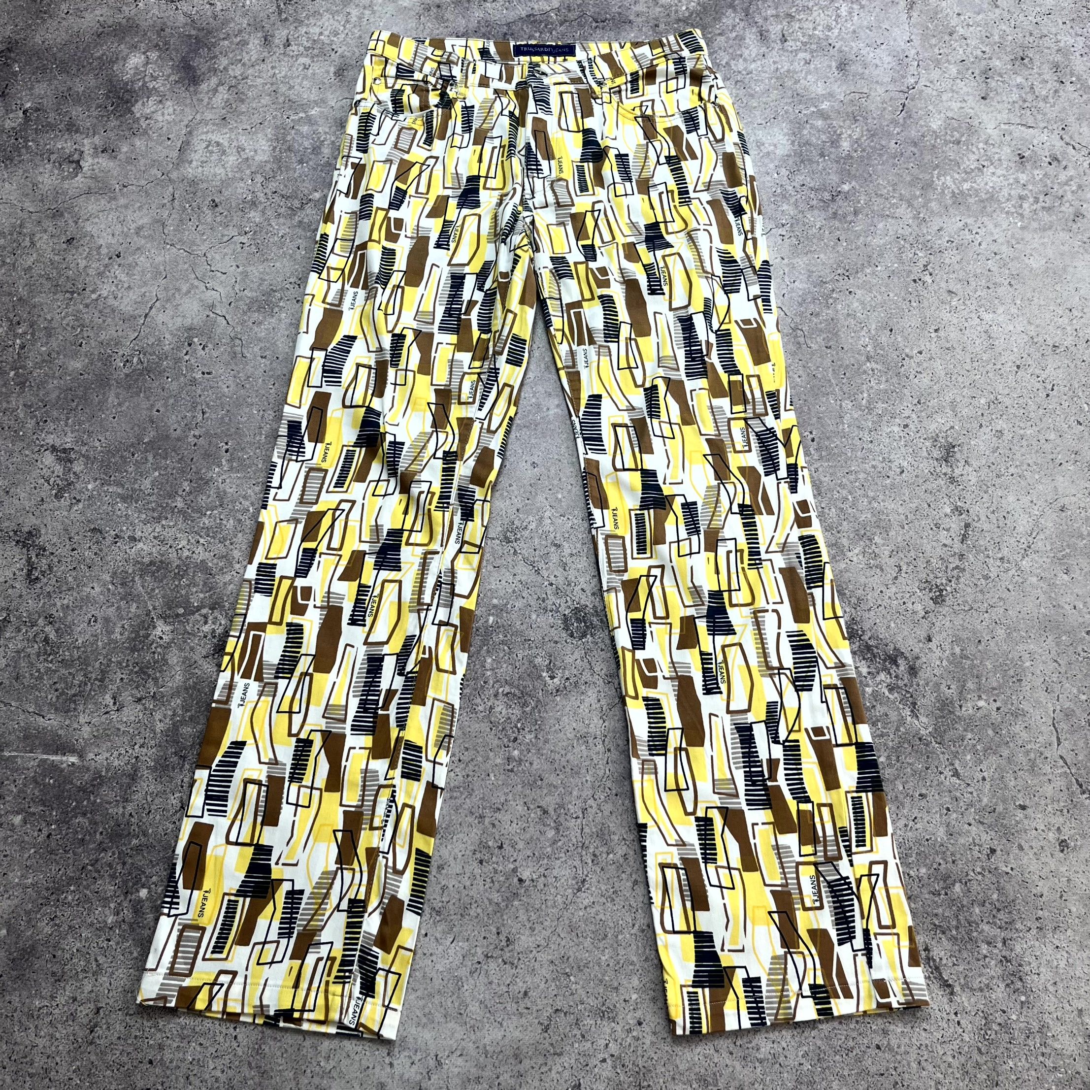Trussardi Y2K Trussardi Abstract Geometric Pants Yellow Jeans Size 30 Size 30" / US 8 / IT 44 - 1 Thumbnail