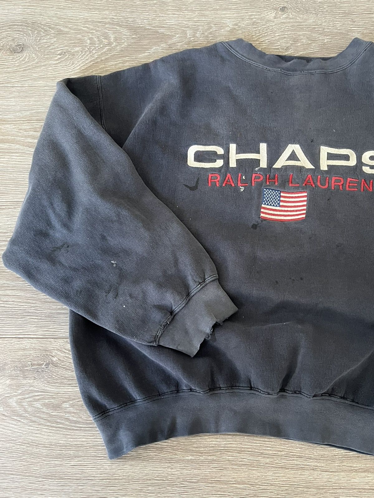 Chaps Ralph Lauren × Polo Ralph Lauren × Vintage Vintage 💥 Chaps Ralph Lauren USA Flag Sweatshirt distressed Size US M / EU 48-50 / 2 - 11 Thumbnail