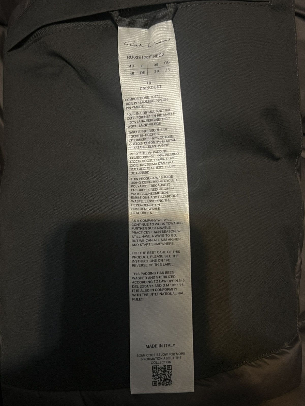 Rick Owens Rick Owen’s Turtle Jacket / Puffer Jacket Size US M / EU 48-50 / 2 - 4 Thumbnail