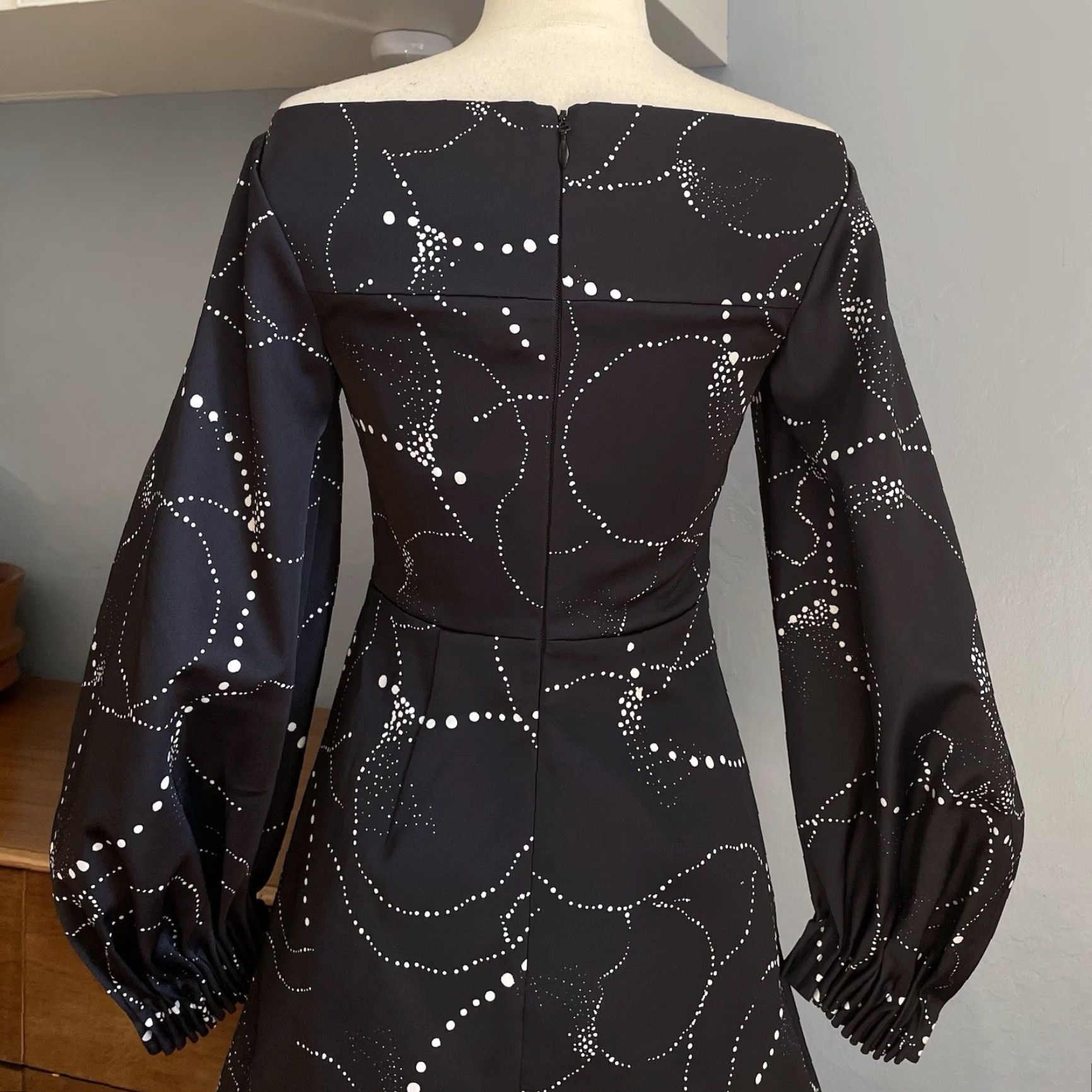 Acler Acler Fyffe Open Shoulder Galaxy Mini Dress AU 6 US 2 Black White Womens Size XS / US 0-2 / IT 36-38 - 5 Thumbnail