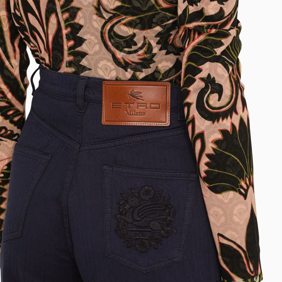 Etro o1d2blof0824 Denim Flared Trousers in Dark Blue Size 27" / US 4 / IT 40 - 5 Thumbnail