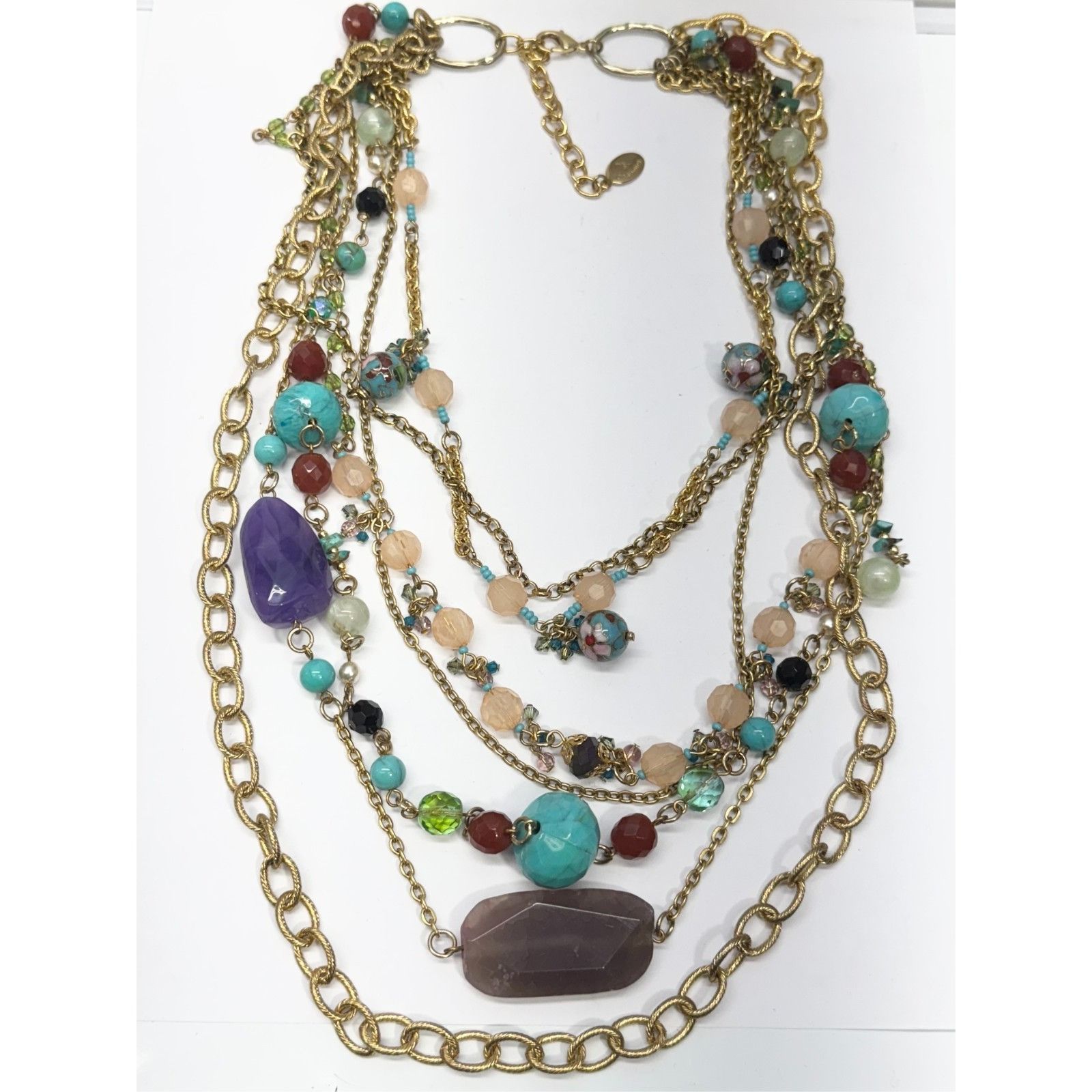 Vintage Vintage Crystal cloisonné beaded multi strand chain necklace Size ONE SIZE - 5 Thumbnail