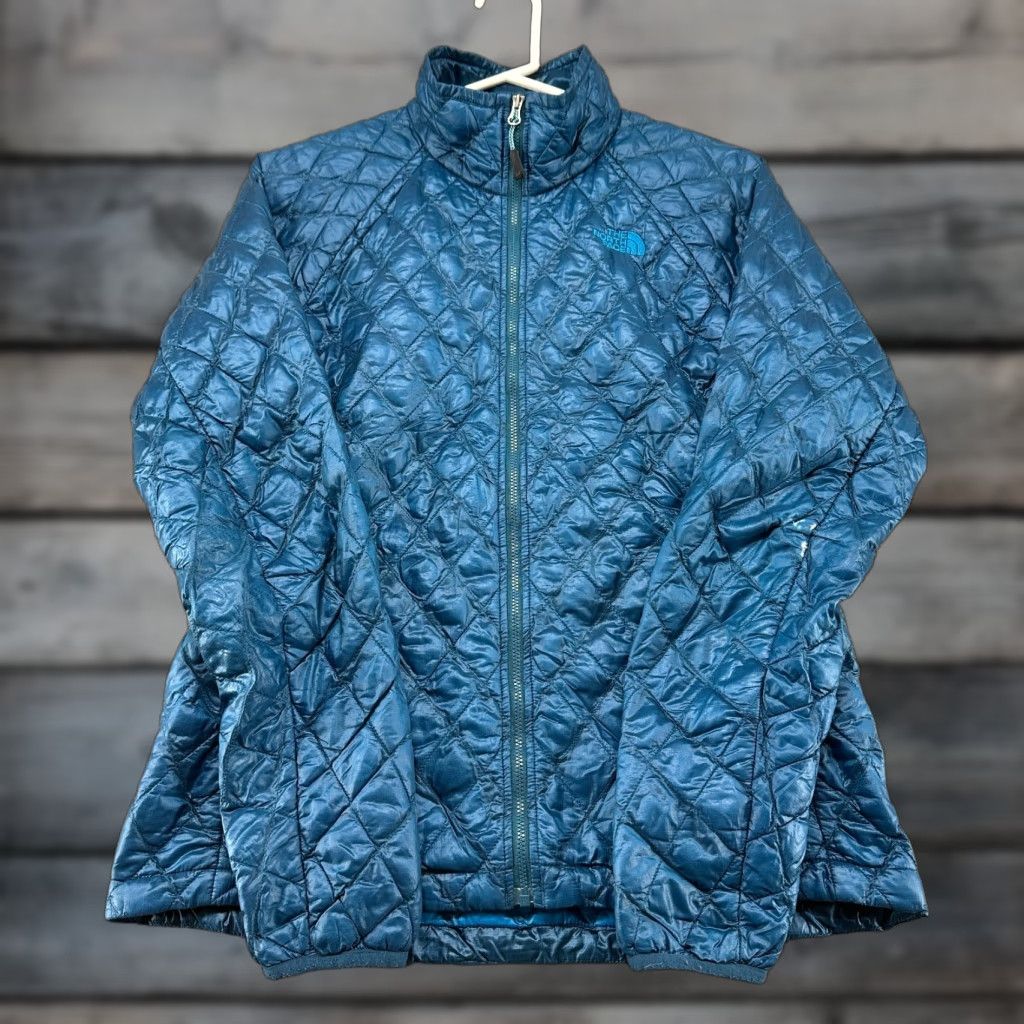 The North Face The North Face Jacket Womens M Blue Puffer Quilted Full Zip ThermoBall Logo Nylon Size M / US 6-8 / IT 42-44 - 1 Thumbnail