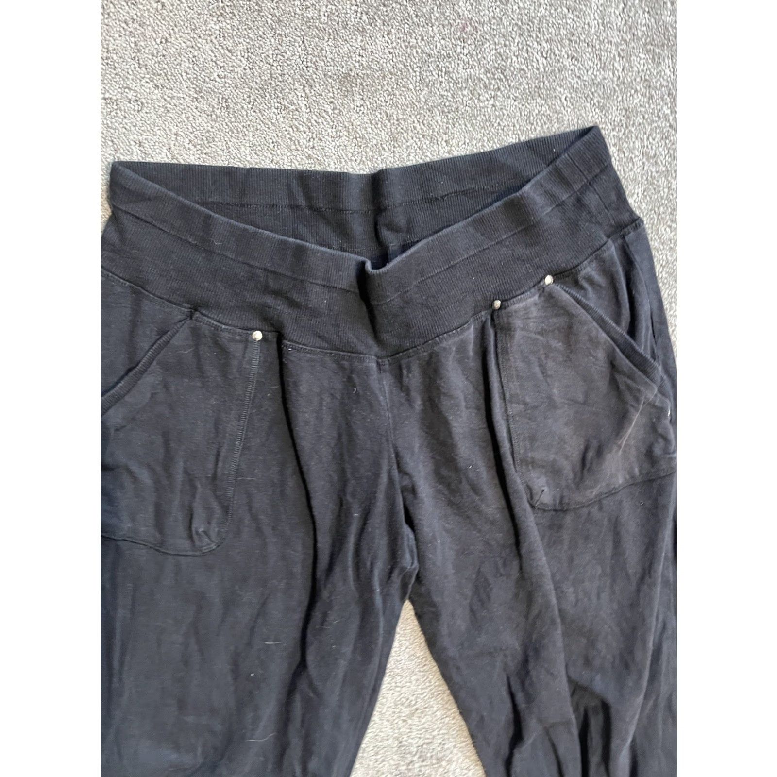 Bebe VINTAGE bebe Y2K Rhinestone Logo Capri Sweat Pants Yoga Large Black Size 36" / US 14 / IT 50 - 3 Thumbnail