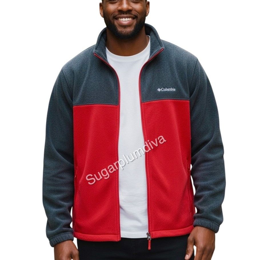 Columbia Columbia Steen Mountain Red Grey Zip Up Fleece Jacket XL Size US XL / EU 56 / 4 - 1 Thumbnail