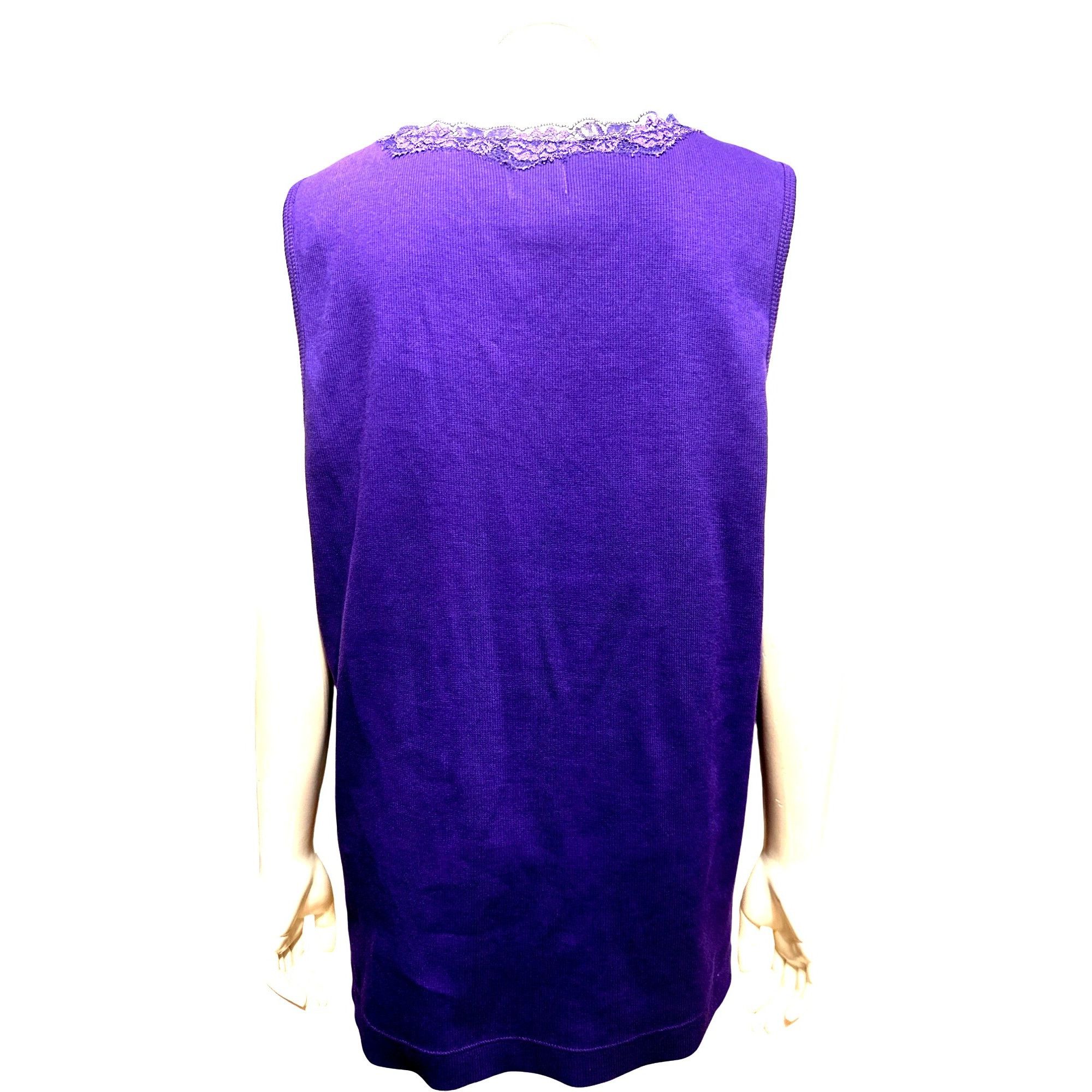 Chicos Chicos Scoop Neck Microfiber Lace Contemporary Tank Top Tee Size XL / US 12-14 / IT 48-50 - 3 Thumbnail
