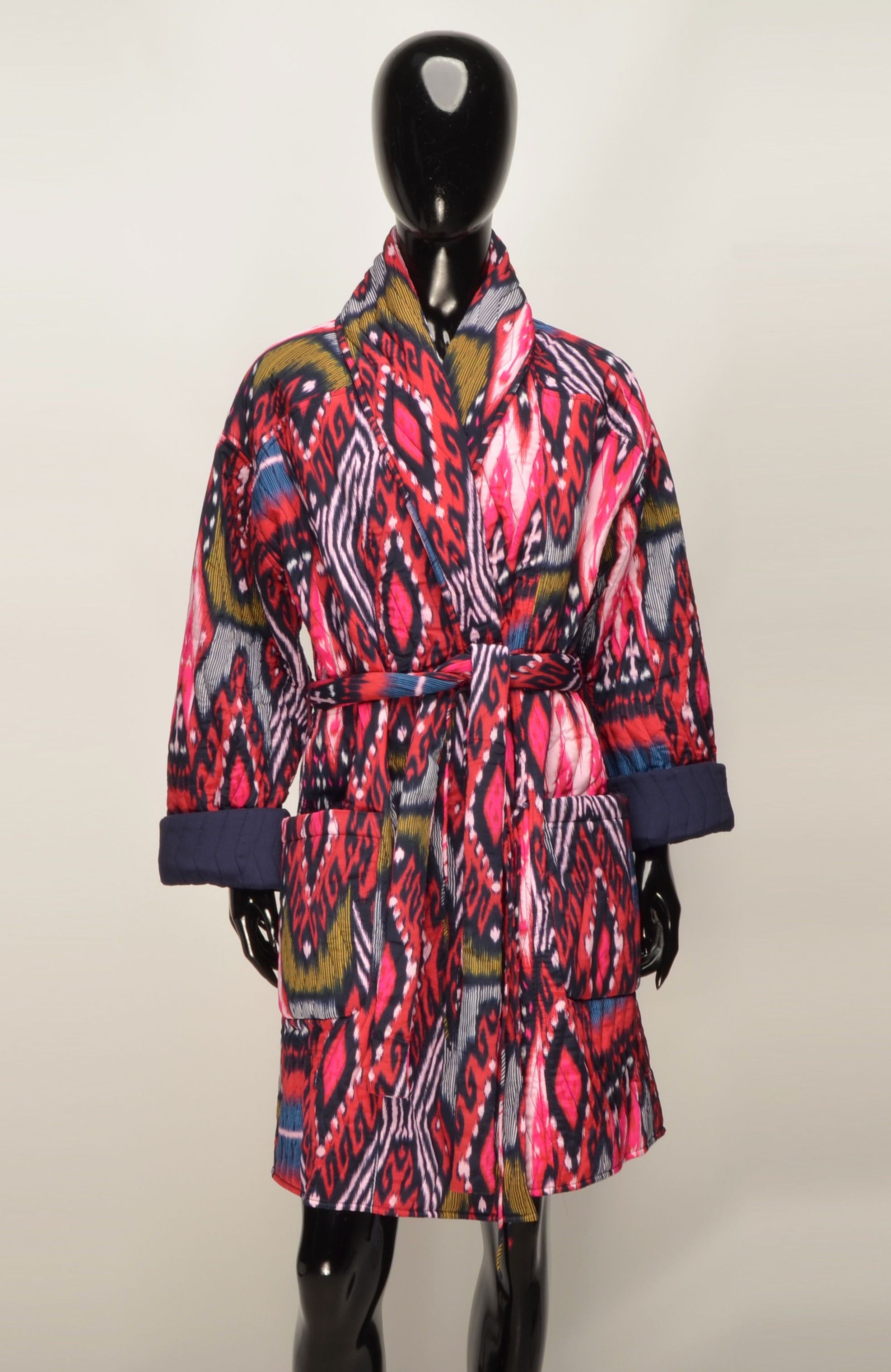 Figue Figue Ikat Tribal Print Belted Wrap Shawl Collar Boho Coat Size S / US 4 / IT 40 - 1 Thumbnail