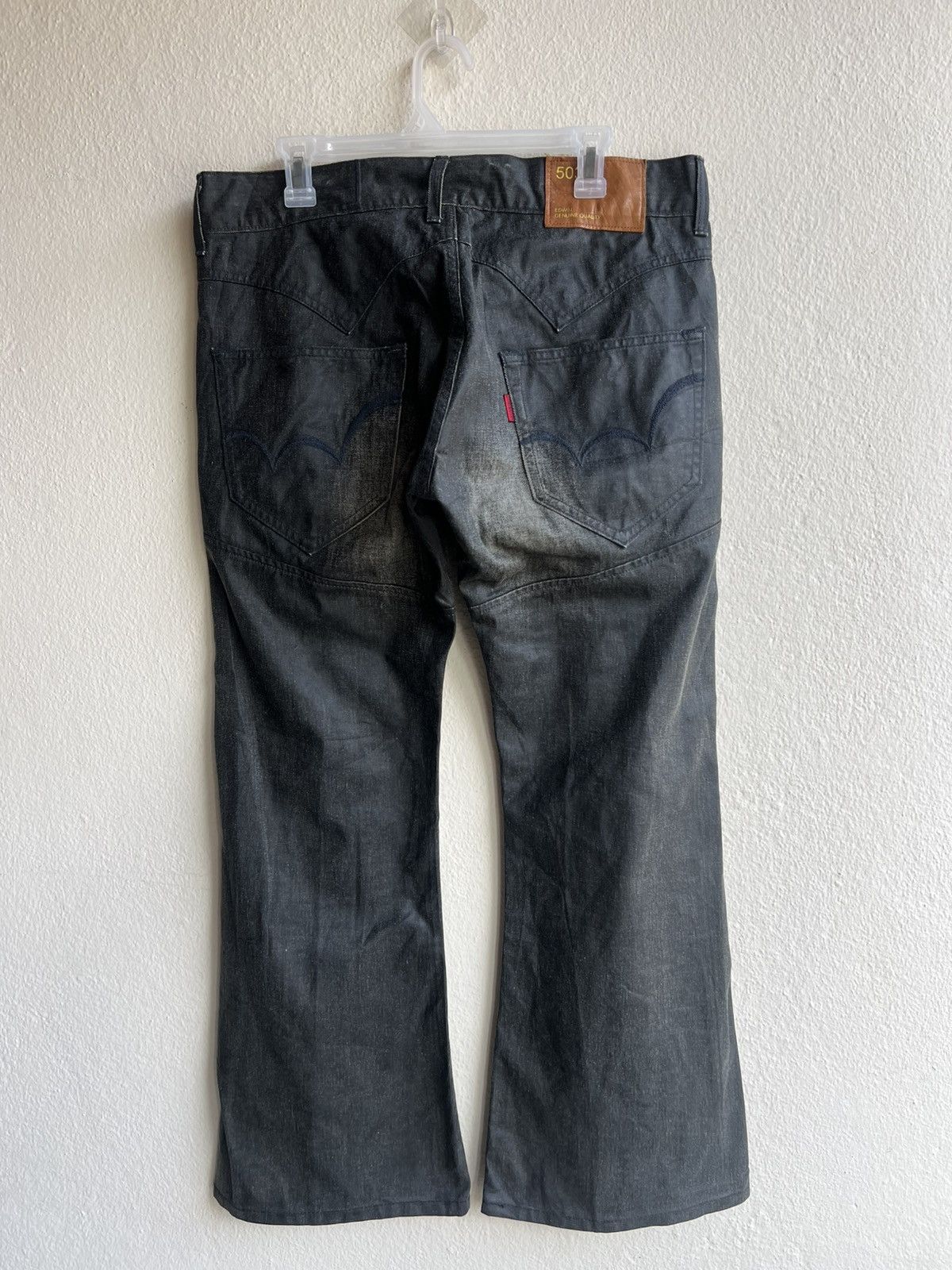 Edwin Vintage Y2K Edwin 503SS4 Waxed Denim Flare Westerner Jeans Size US 33 - 23 Thumbnail