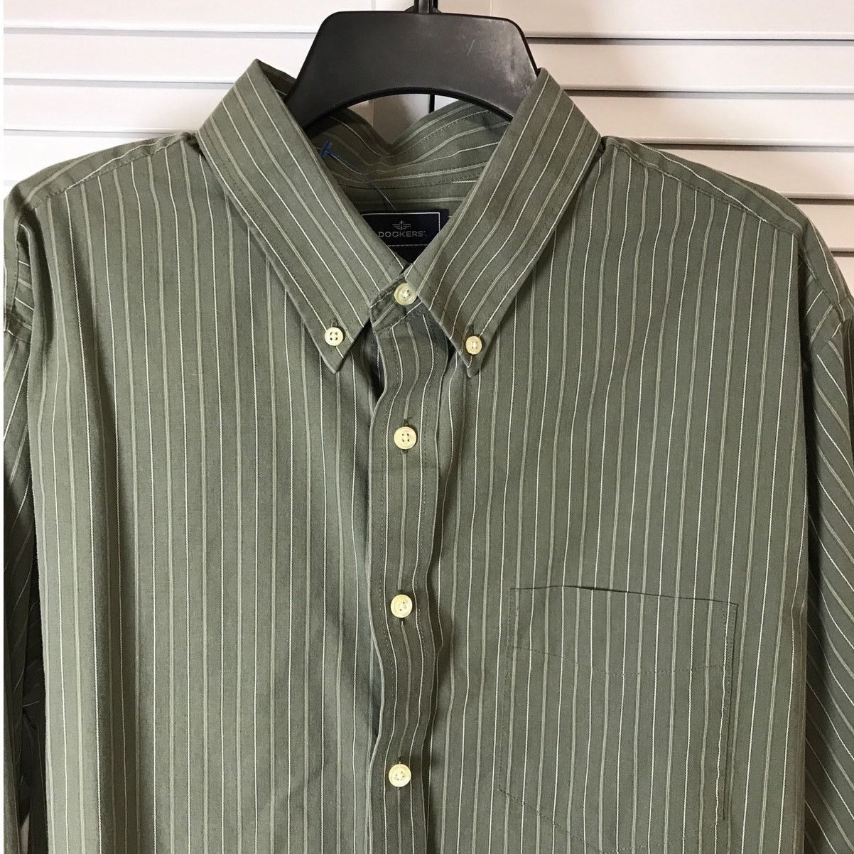 Dockers Dockers Green Striped Collared Long Sleeve Shirt XL 17/17 ½ Size US XL / EU 56 / 4 - 6 Thumbnail