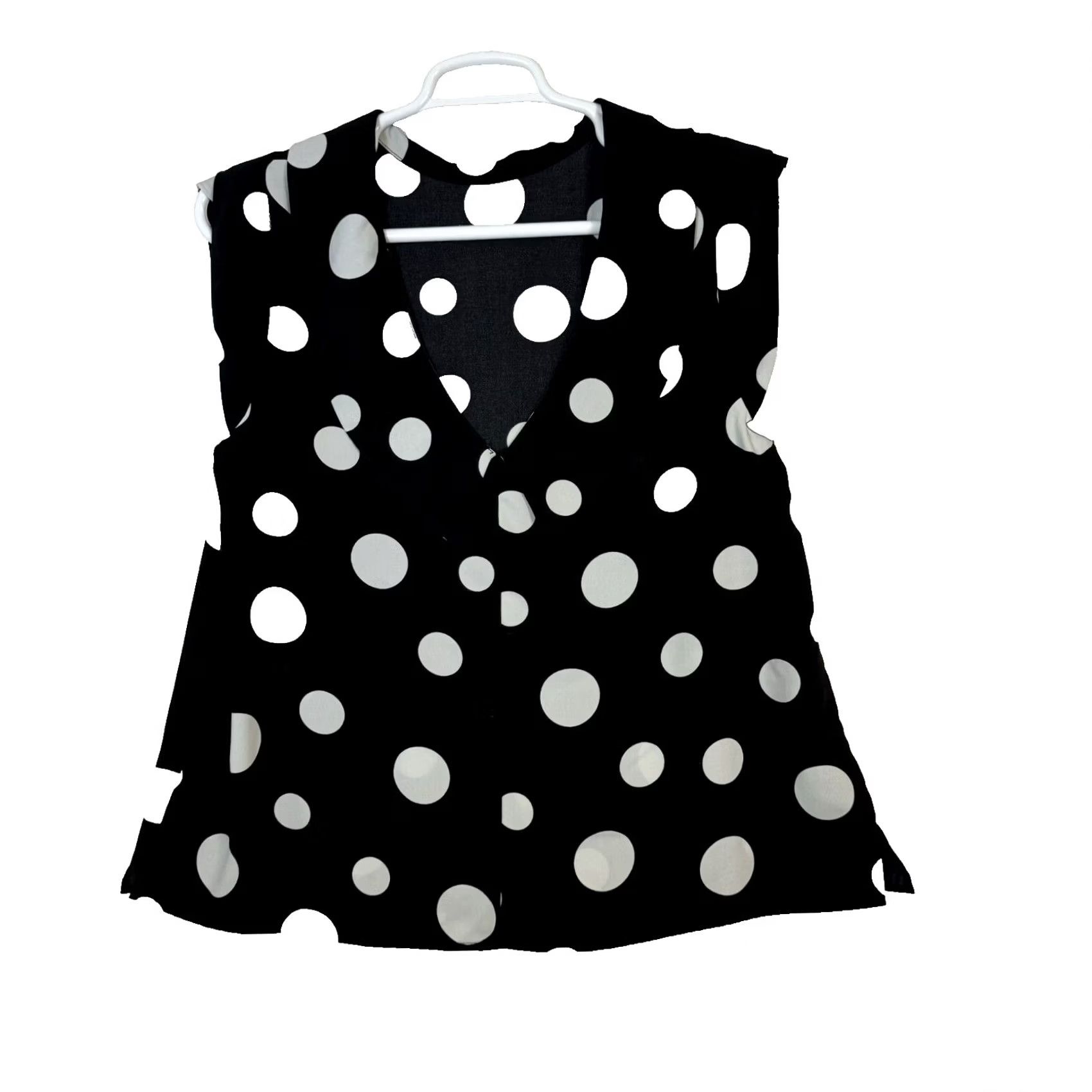 Vintage Blouse Top Women’s 36″ Chest Black White Polka Dot Cap Sleeve Collared Size XS / US 0-2 / IT 36-38 - 2 Thumbnail