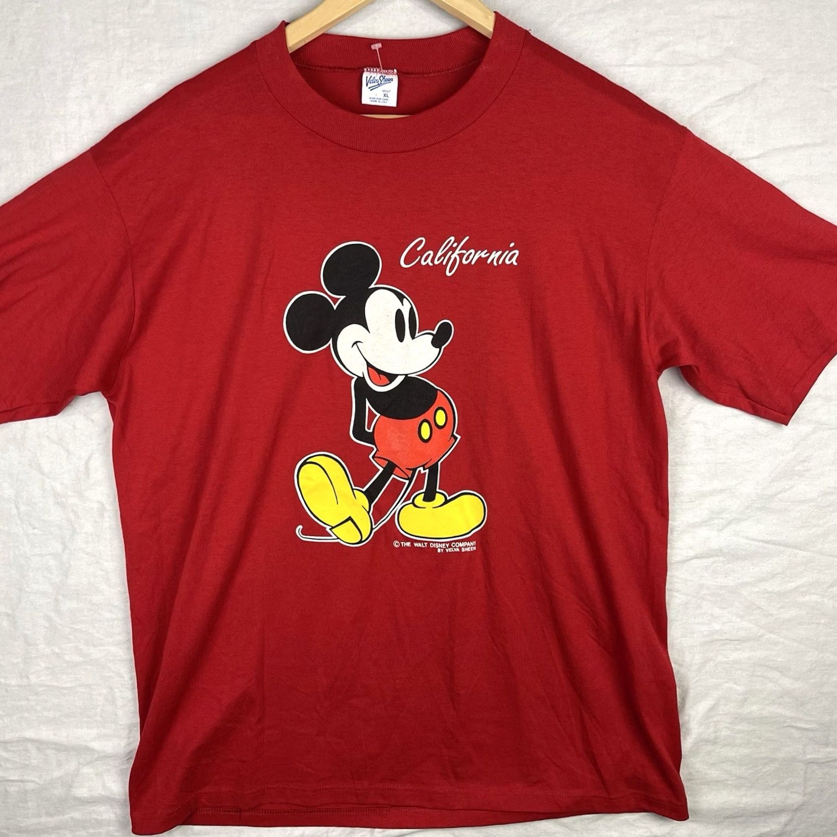 Velva Sheen VINTAGE Velva Sheen Mickey Mouse Shirt Mens XL Red California Single Stitch Made In USA Tee Size US XL / EU 56 / 4 - 2 Thumbnail