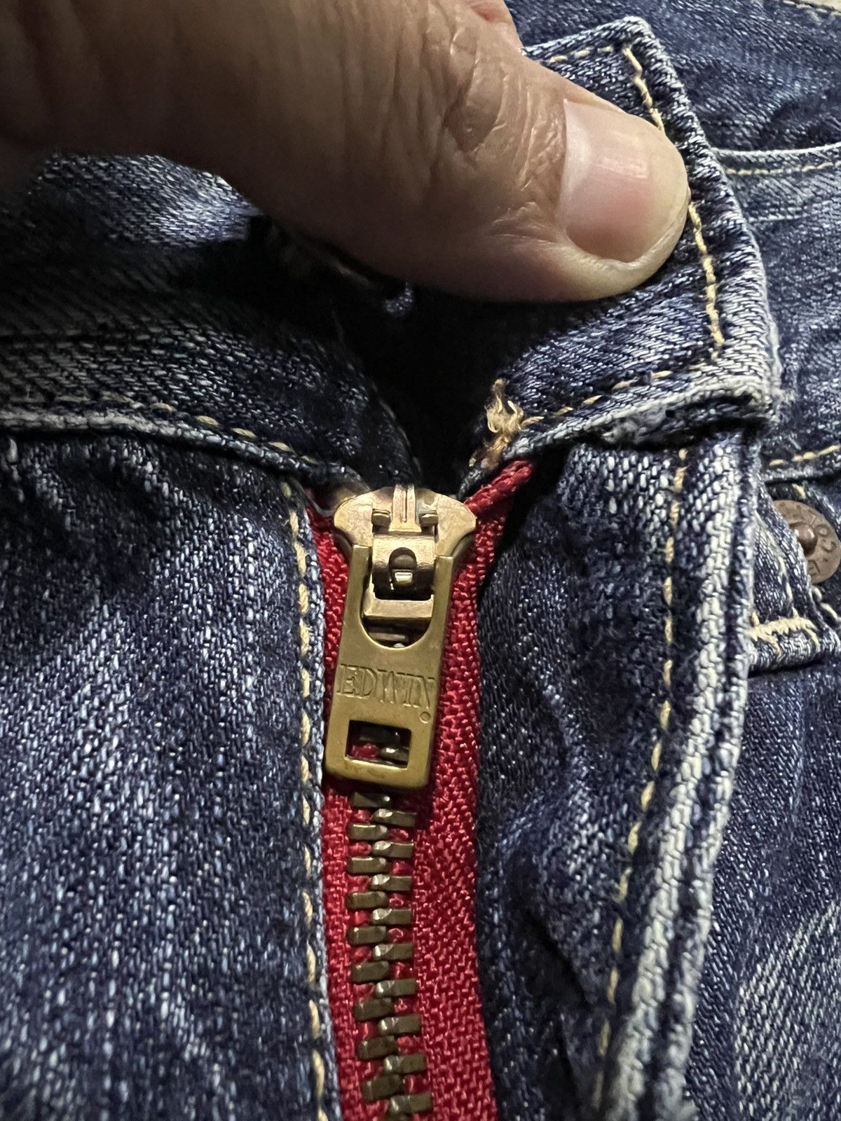 Edwin × If Six Was Nine × Le Grande Bleu (L.G.B.) VINTAGE EDWIN 503 BLUE TRIP WASHED JEANS Size US 33 - 19 Thumbnail
