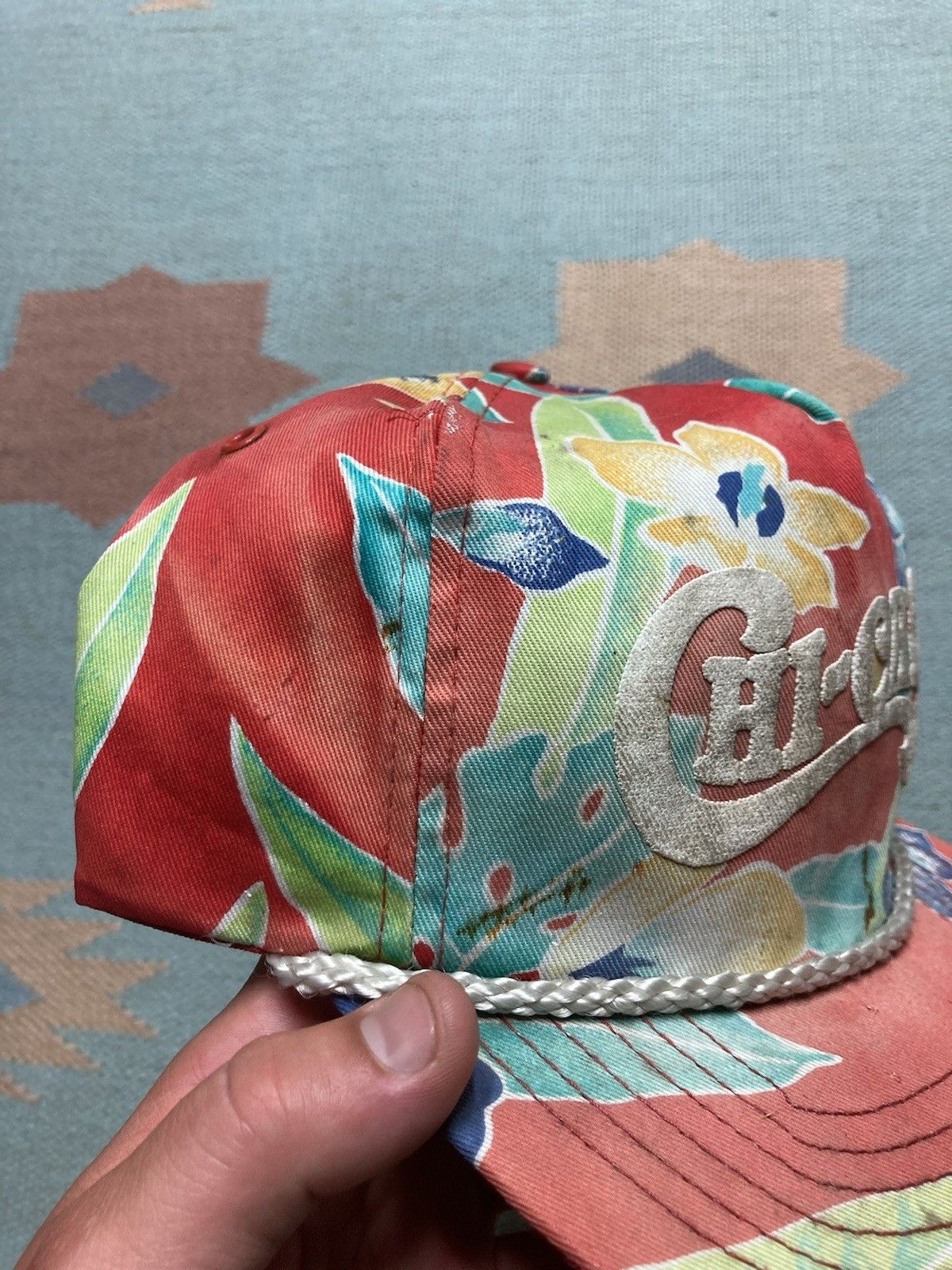 Vintage SnapBack hat Chi Chi’s Hawaiian floral flowers distres faded Size ONE SIZE - 4 Thumbnail