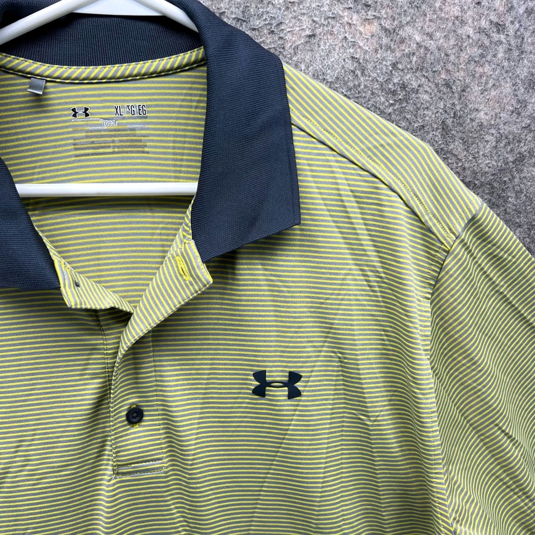 Under Armour Under Armour Polo Shirt Mens XL Green Blue Striped Knit Short Sleeve Button Collared Golf Preppy Casual Size US XL / EU 56 / 4 - 7 Thumbnail