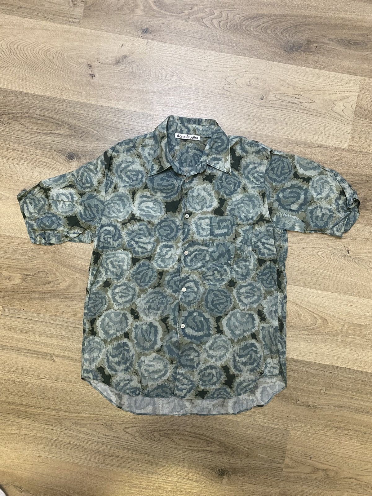 Acne Studios Acne Studios Printed Green Abstract Collares Shirt Size 44 S Size US S / EU 44-46 / 1 - 2 Thumbnail