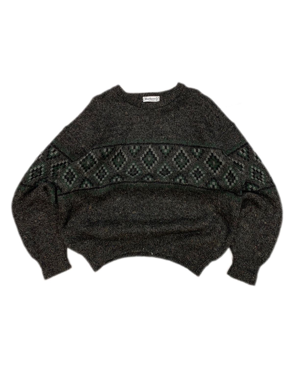Vintage 90s Burberry wool knitted chunky geometric sweater