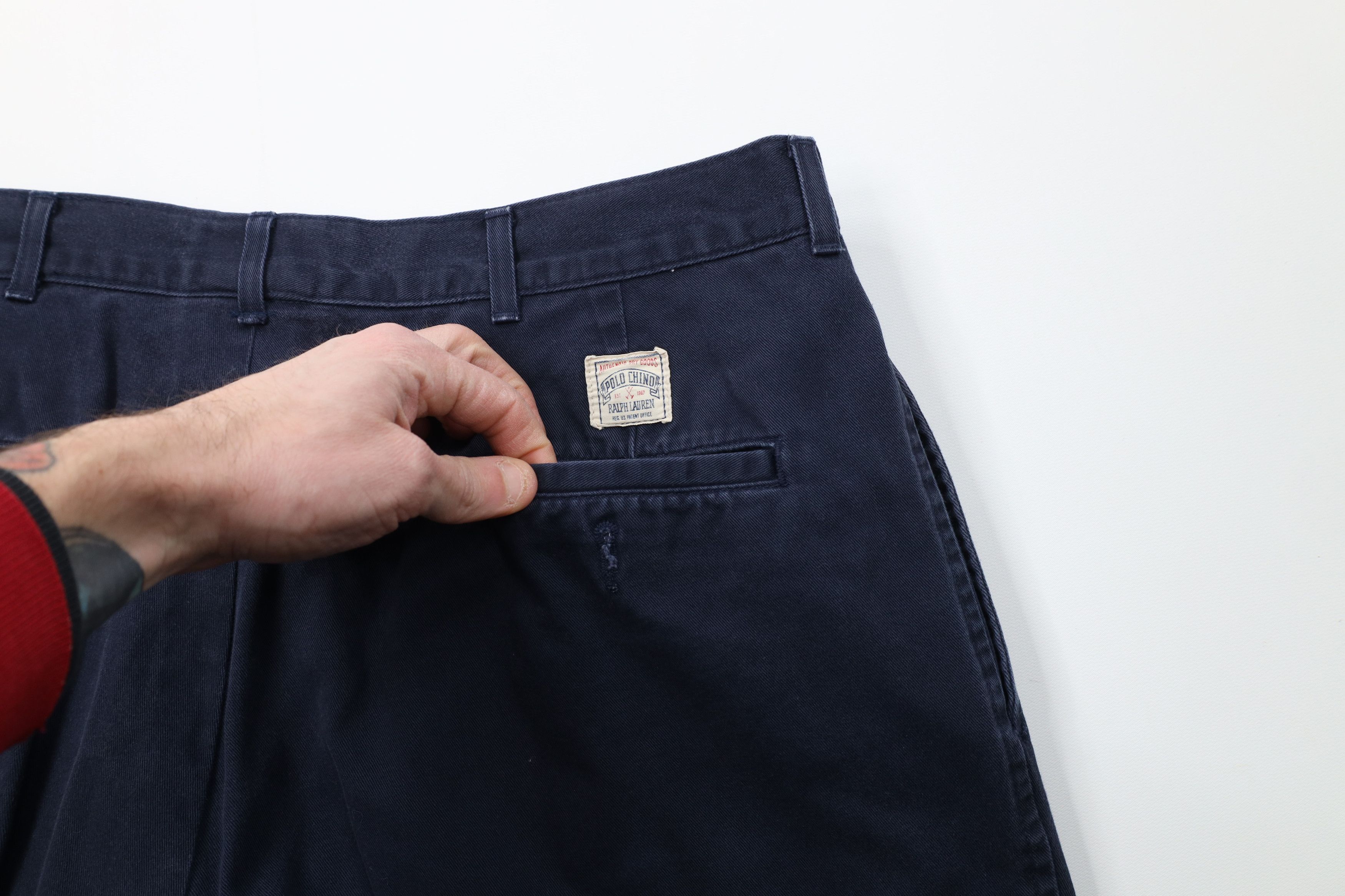Vintage 80s 90s Ralph Lauren Chino Pants Navy Blue Cotton