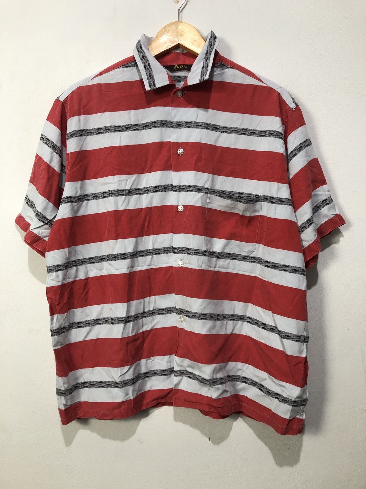 image of Bape A Bathing Ape Striped Pocket Rayon Shirt, Men's (Size XL)