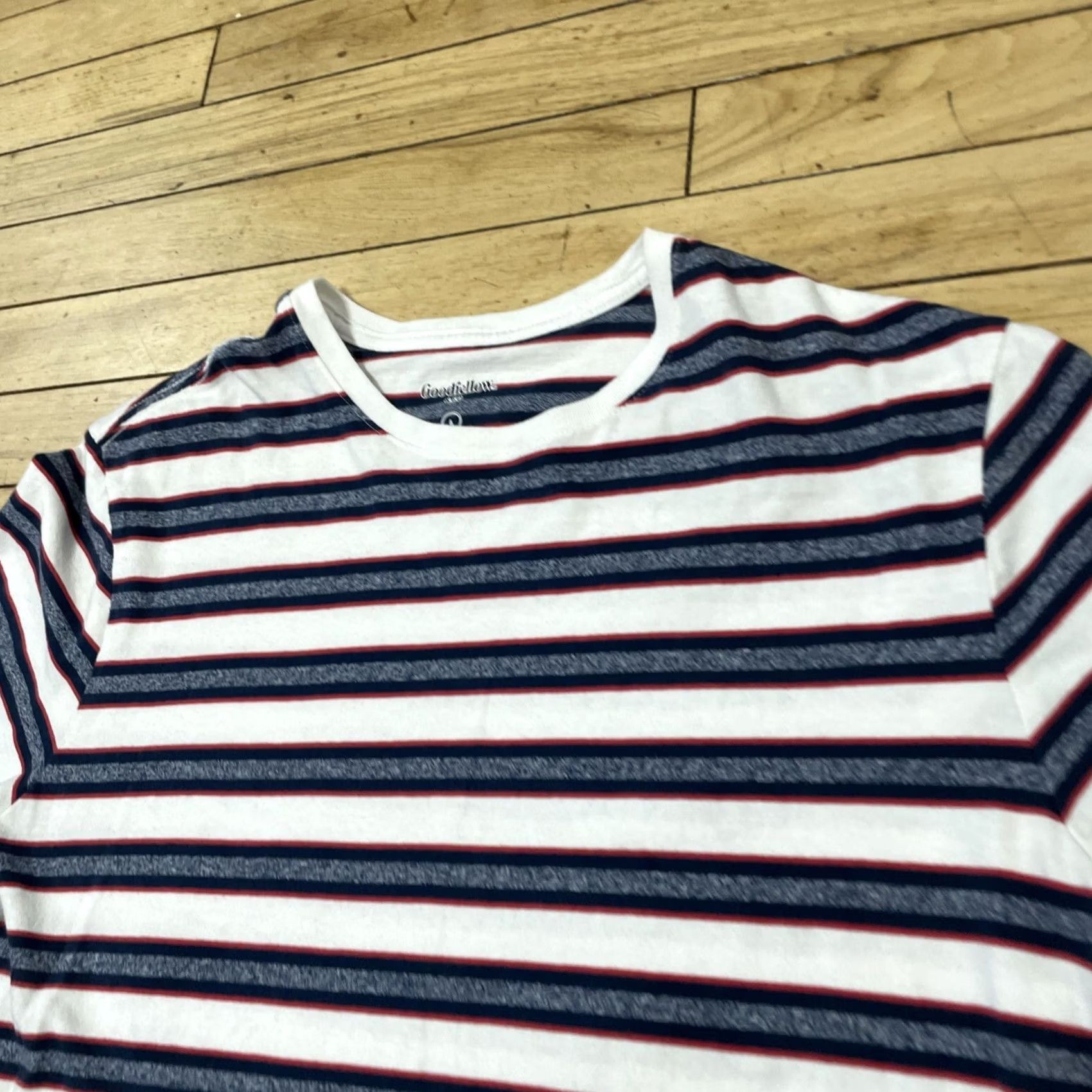 Vintage VINTAGE Goodfellow & Co T Shirt Mens L White Stripe Hoop Red Blue Preppy Retro Skate Tee L Size US L / EU 52-54 / 3 - 3 Thumbnail