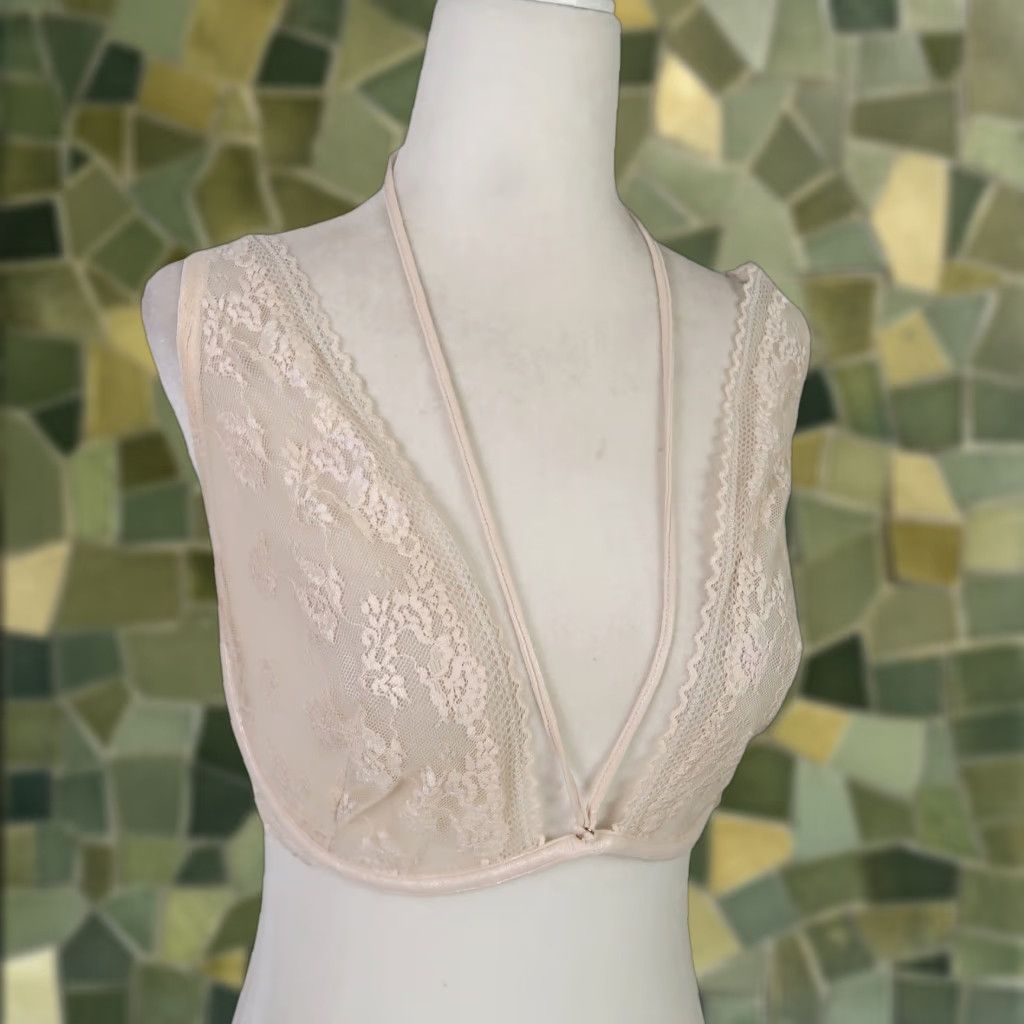 Vintage Savage X Fenty Bra Cream Lace Strappy Bralette Women's 32DD Size ONE SIZE - 1 Thumbnail