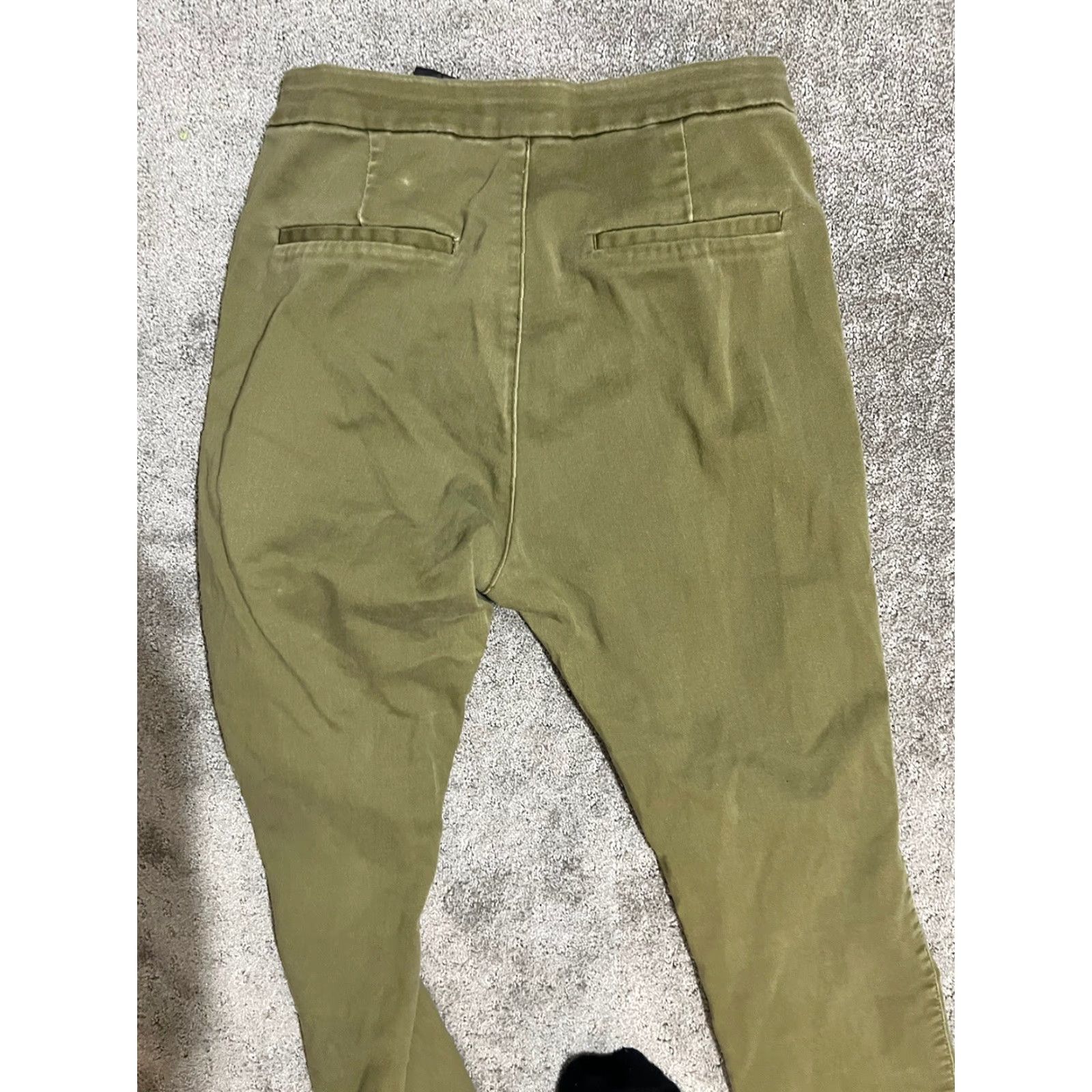 H&M H&M Women's Chino Pants Size 12 Green Cotton Elastic Waist Regular Size 34" / US 12 / IT 48 - 4 Thumbnail
