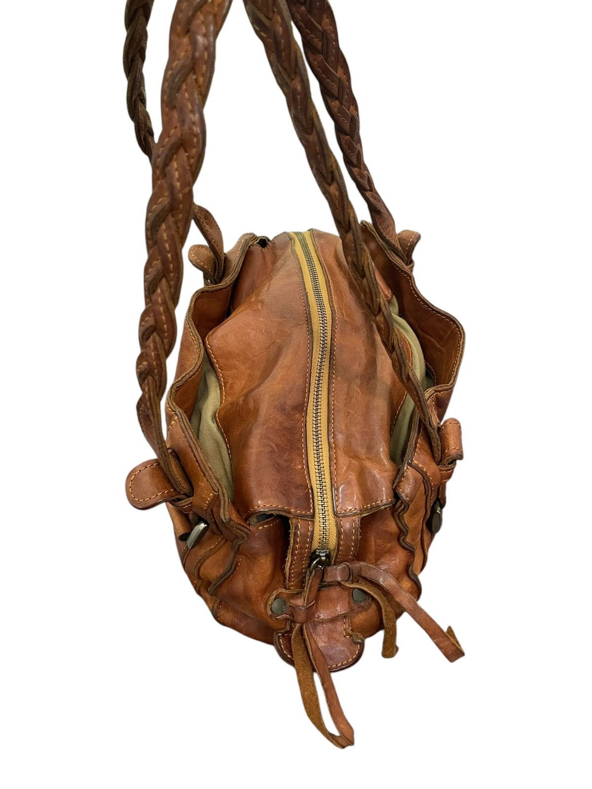 Genuine Leather Full Leather Patina Unknown Japan Tote Shoulder Bag 4🟩 Size ONE SIZE - 6 Thumbnail