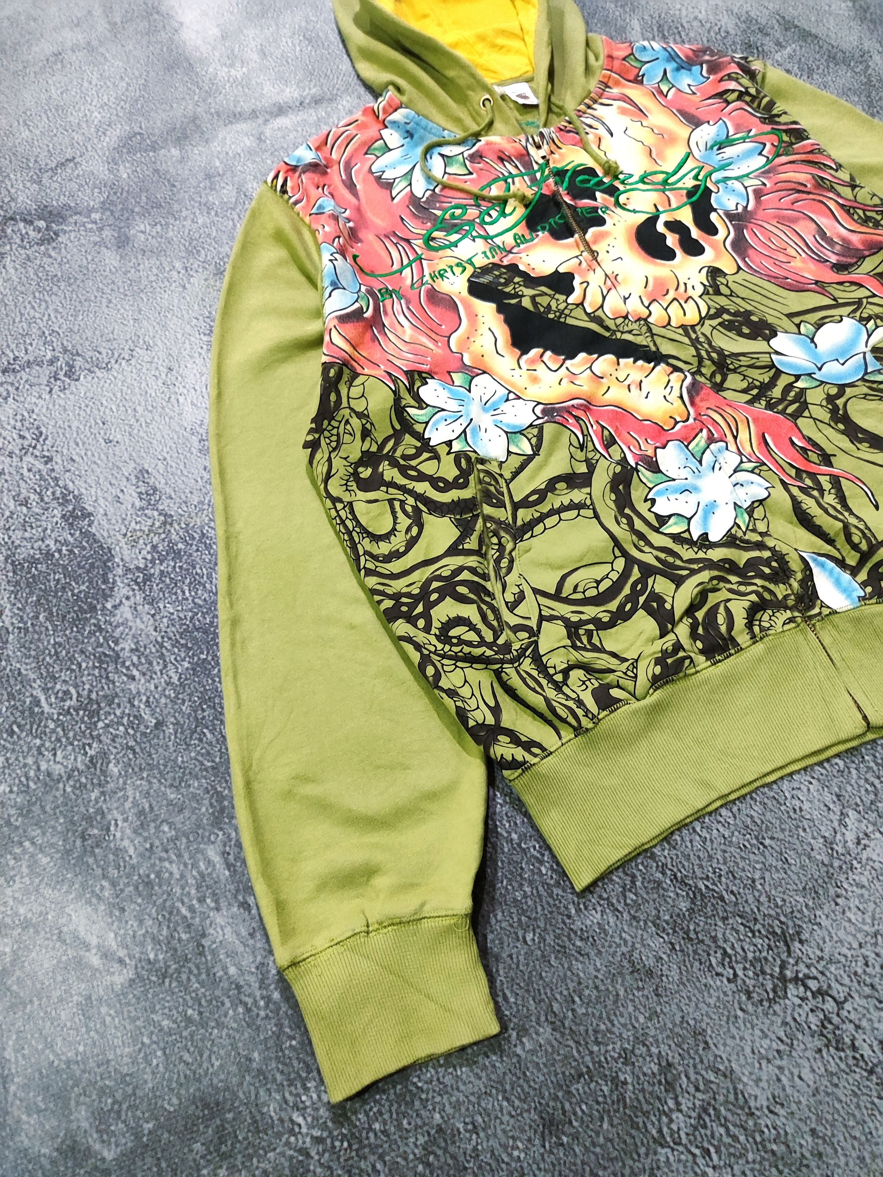Ed Hardy Y2K Ed Hardy By Christian Audigier Green ZipUp Hoodie Size US XXL / EU 58 / 5 - 8 Thumbnail