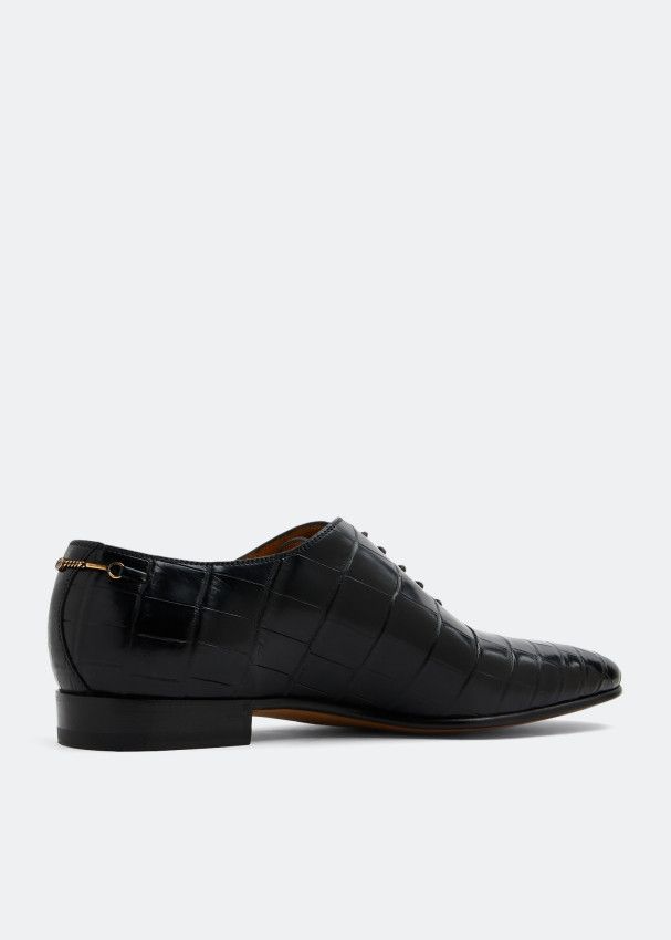 Gucci o1s1wg110325 Men's Crocodile Lace-Up Shoes in Black Size US 10.5 / EU 43-44 - 2 Thumbnail