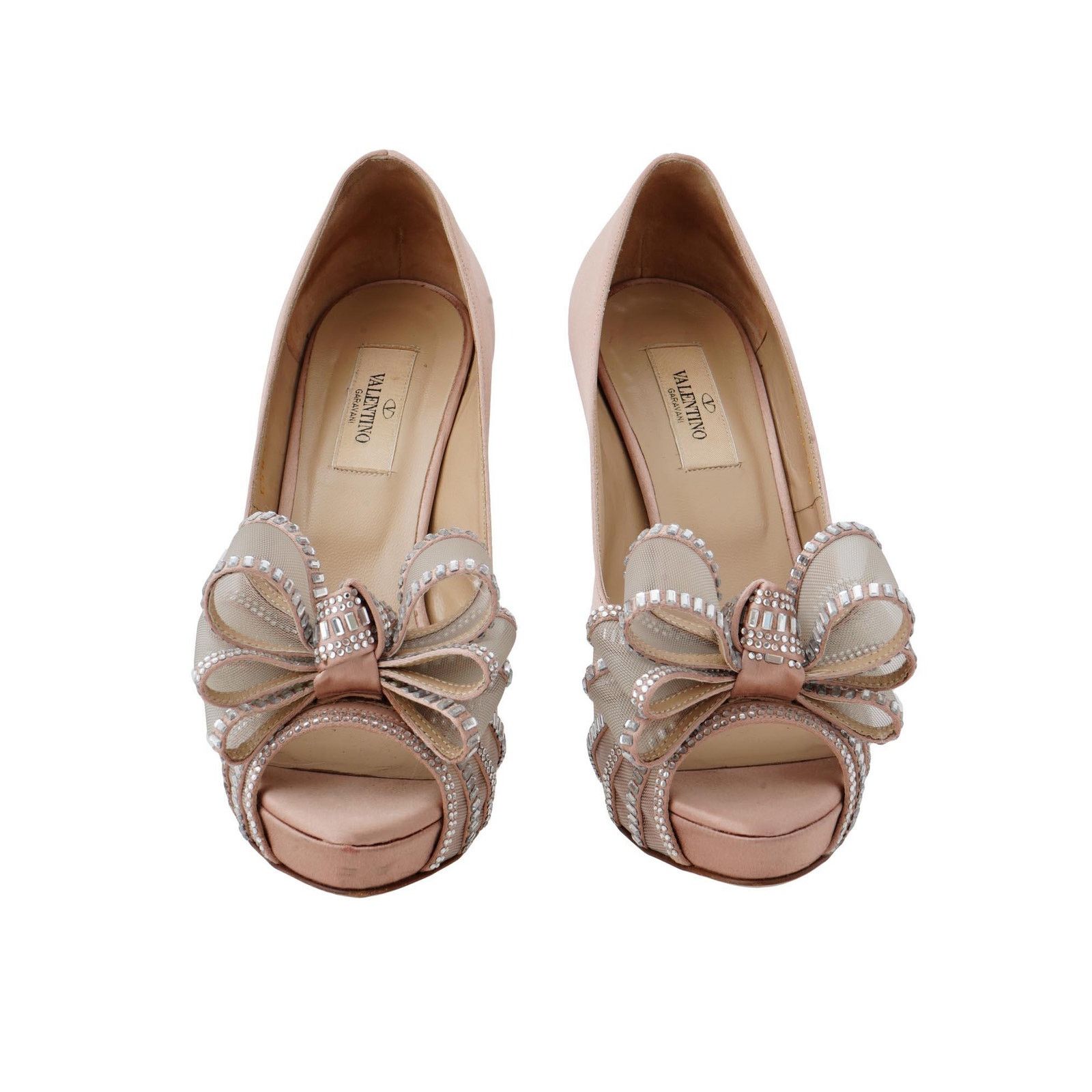 Valentino VALENTINO Garavani Women's Pale Pink Rhinestone-Bow Pump Size US 7.5 / IT 37.5 - 2 Thumbnail