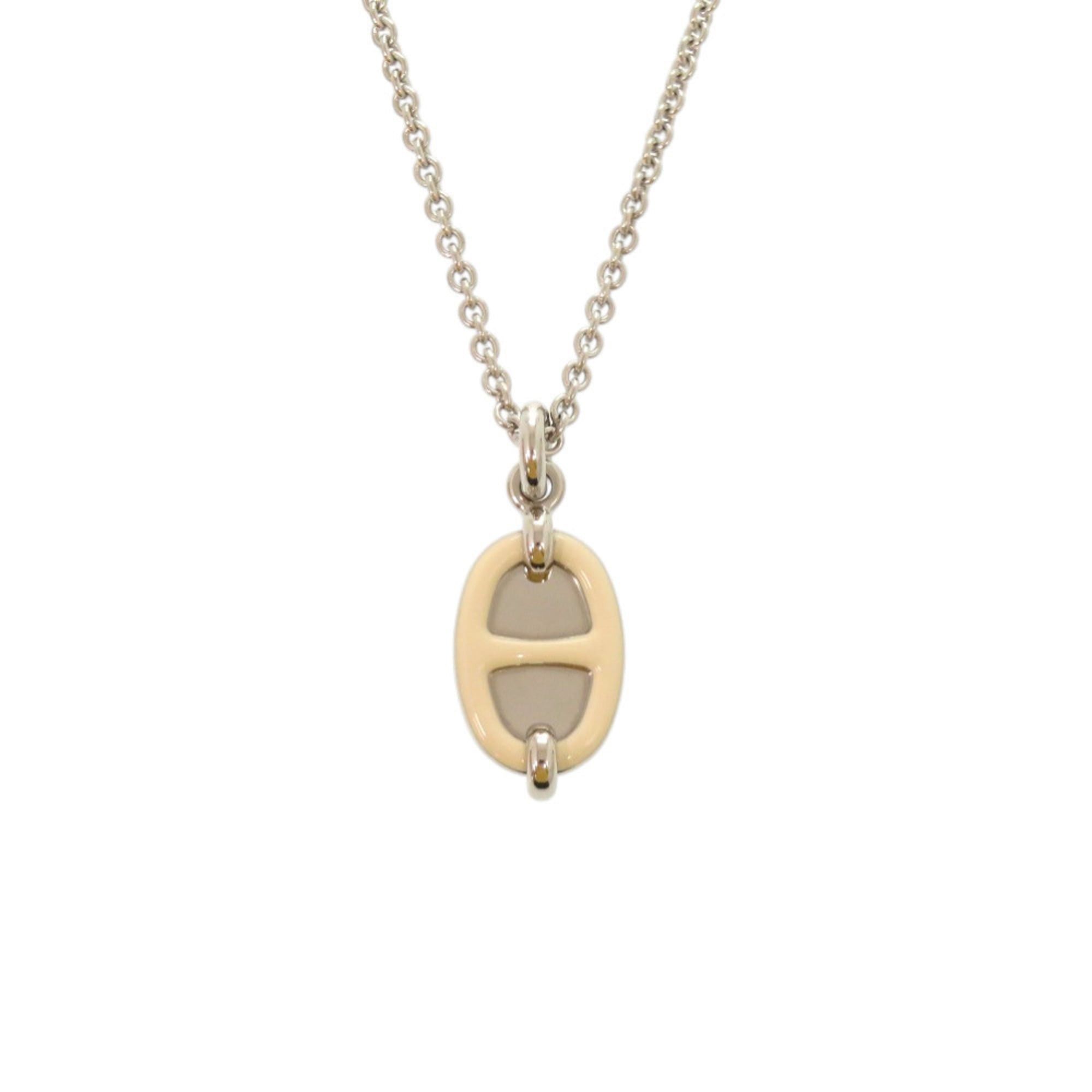Hermes Unused Hermès Mini Maillon PM Pendant H100053FPD3, White Crème Metal Necklace, 1484HERMES Size ONE SIZE - 1 Thumbnail