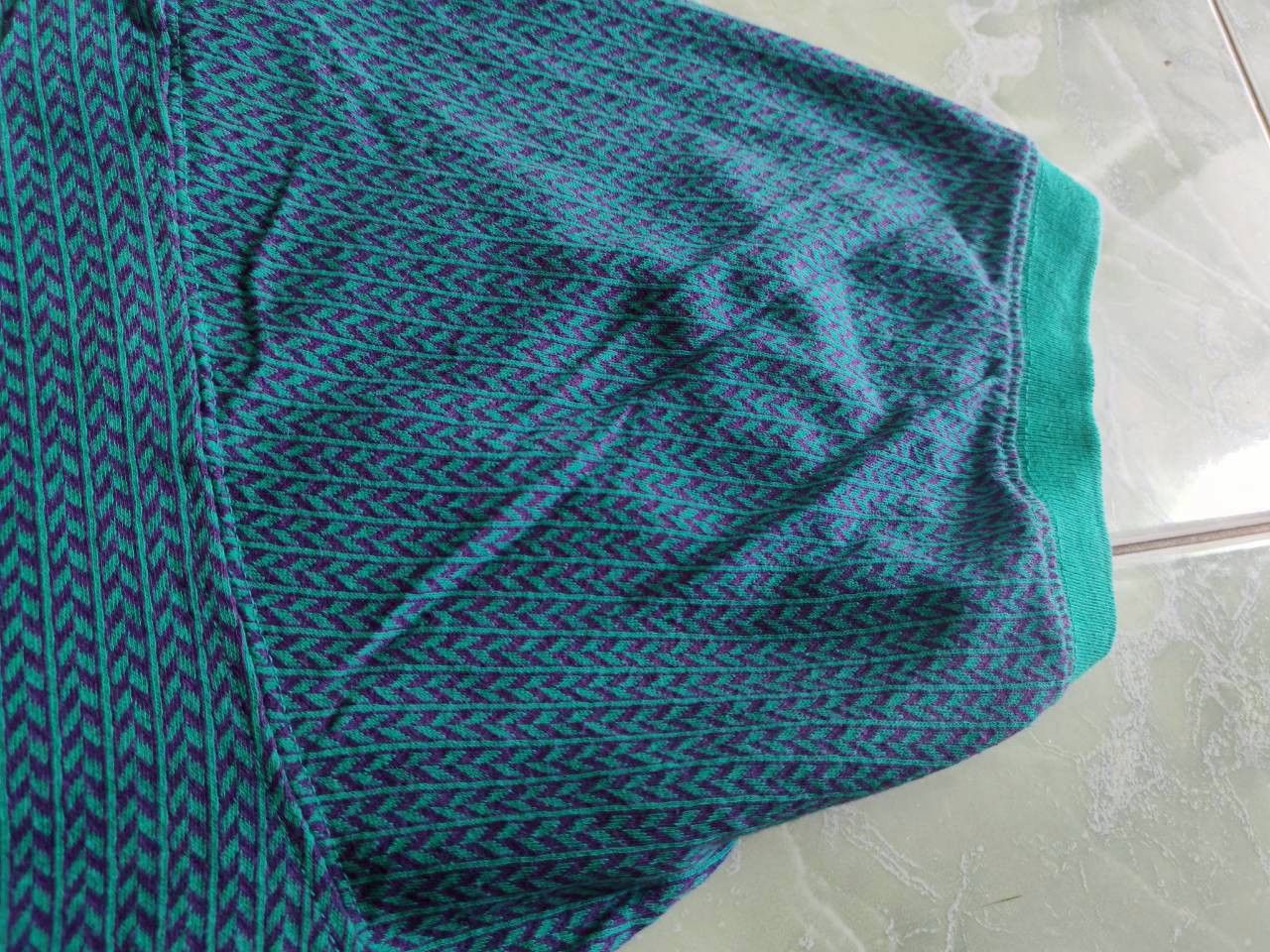 Izod 90s IZOD Polo Big 3XL Green Purple Abstract Pattern 27/31 Size US XXL / EU 58 / 5 - 5 Thumbnail