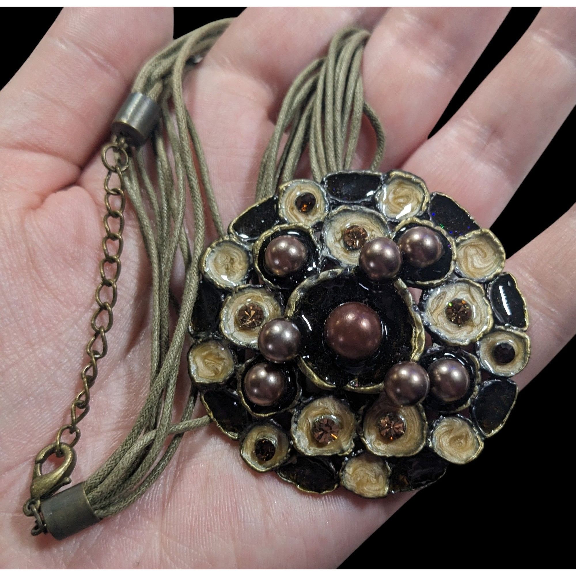 Other Abstract Floral Pearl Rhinestone And Enamel Pendant Necklace Size ONE SIZE - 4 Thumbnail