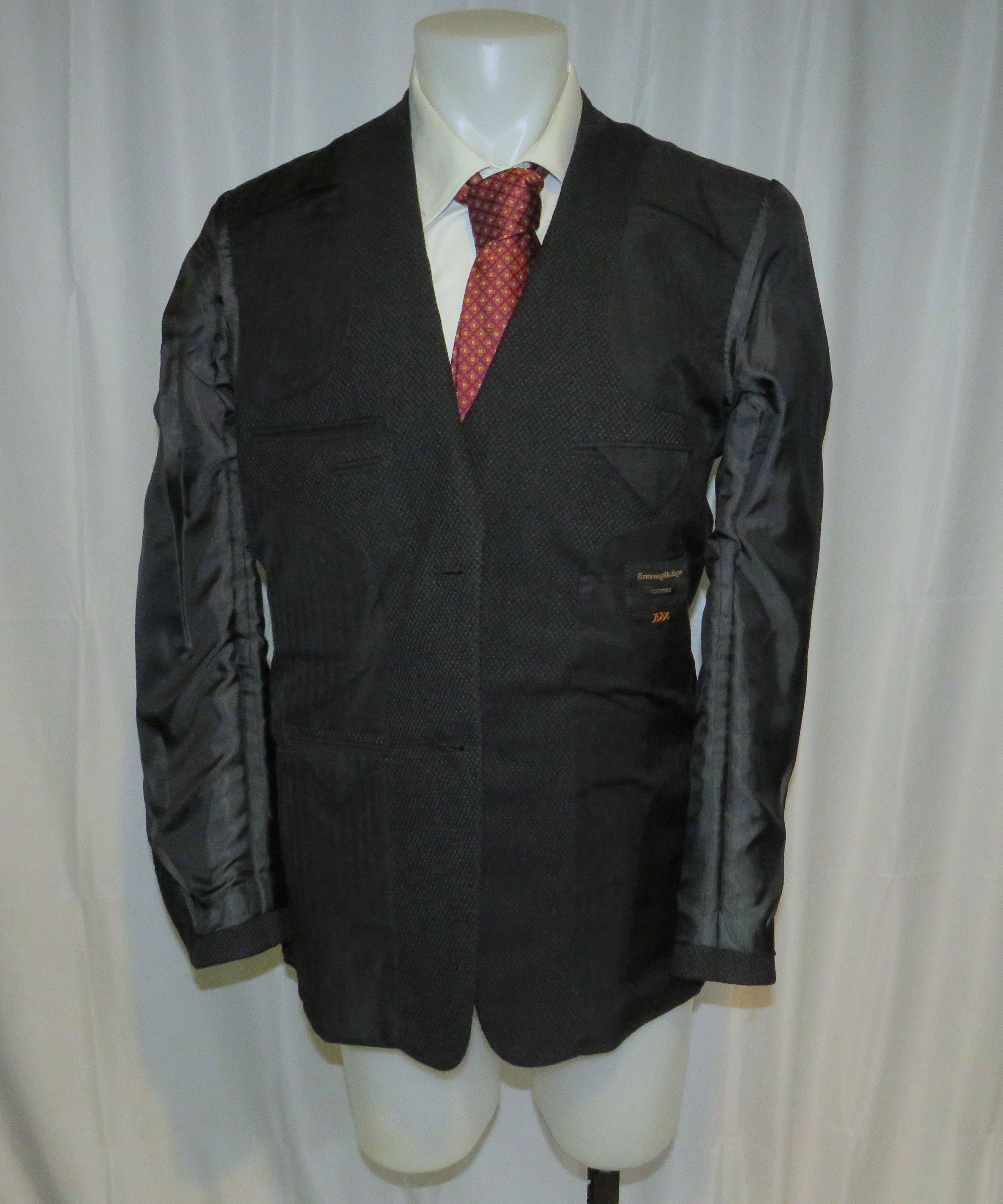 Ermenegildo Zegna Couture Dark Blue Geometric Two Button Sport Coat 42L NWT Size 42L - 12 Thumbnail