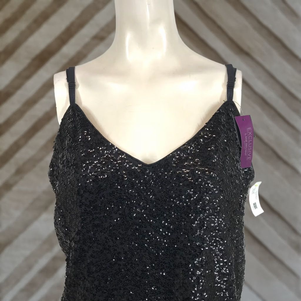 Vintage VINTAGE Lane Bryant Women’s 18/20 Black Sequin Spaghetti Strap V Neck Tank Top Shirt Women 18/20 Black Sequin Spaghetti Strap V-Neck Tank Top Size XXL / US 16-18 / IT 52-54 - 1 Thumbnail