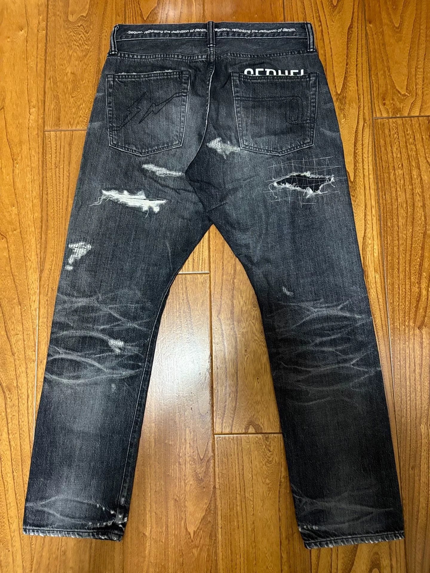 Fragment Design Sequel Fragment Distressed Washed Denim Pants
