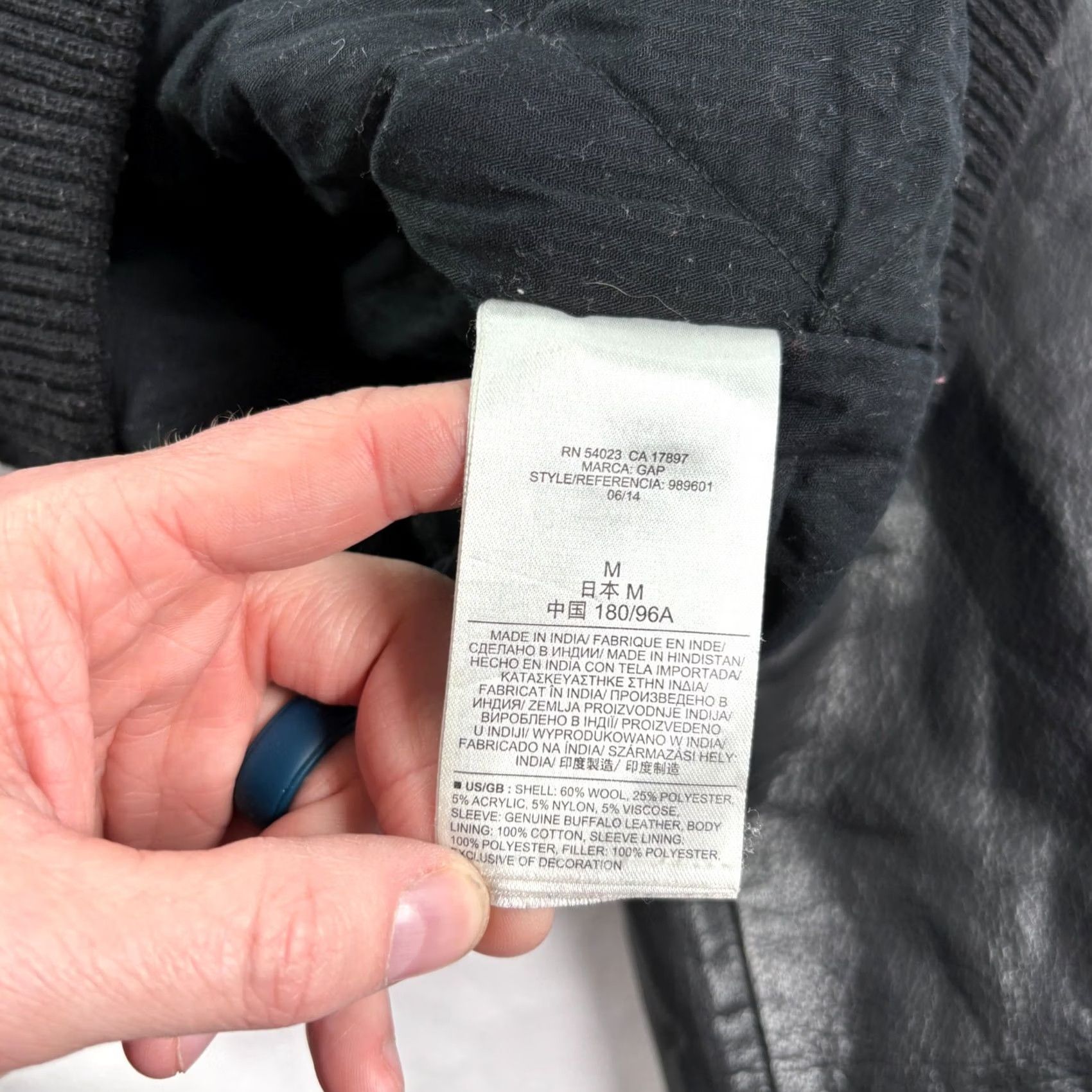 Gap Gap Bomber Jacket Mens Medium Black Gray Wool Leather Blend Baseball Size US M / EU 48-50 / 2 - 7 Thumbnail