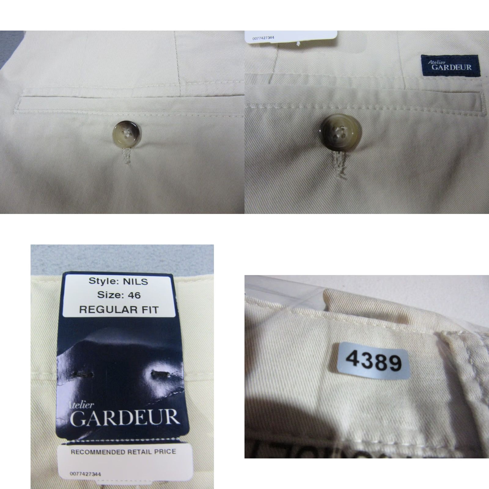 Vintage Atelier Gardeur Pants Mens 30x31.5 Beige Straight Leg Chino Nils Regular Fit Size US 30 / EU 46 - 11 Thumbnail