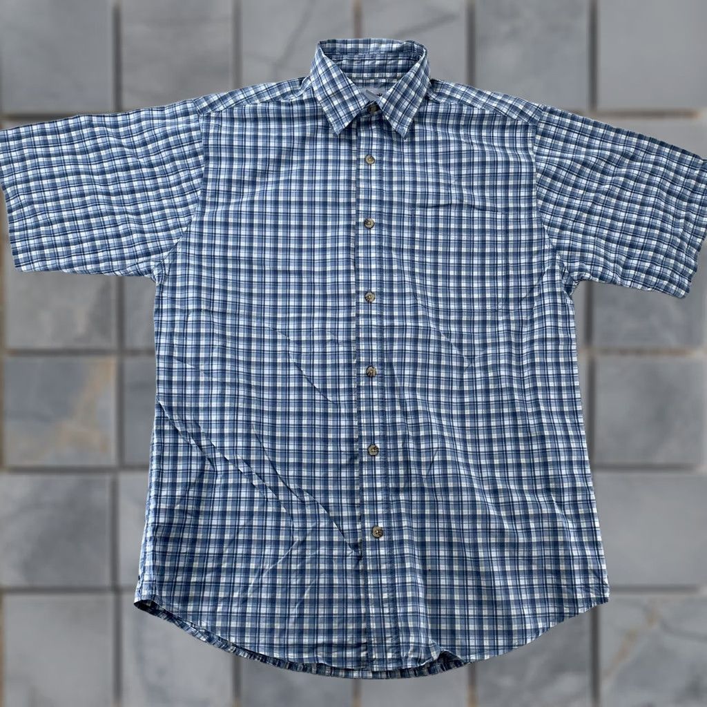 Carhartt Carhartt Shirt Mens Medium Light Blue Plaid Short Sleeve Button Front Work Size US M / EU 48-50 / 2 - 1 Thumbnail