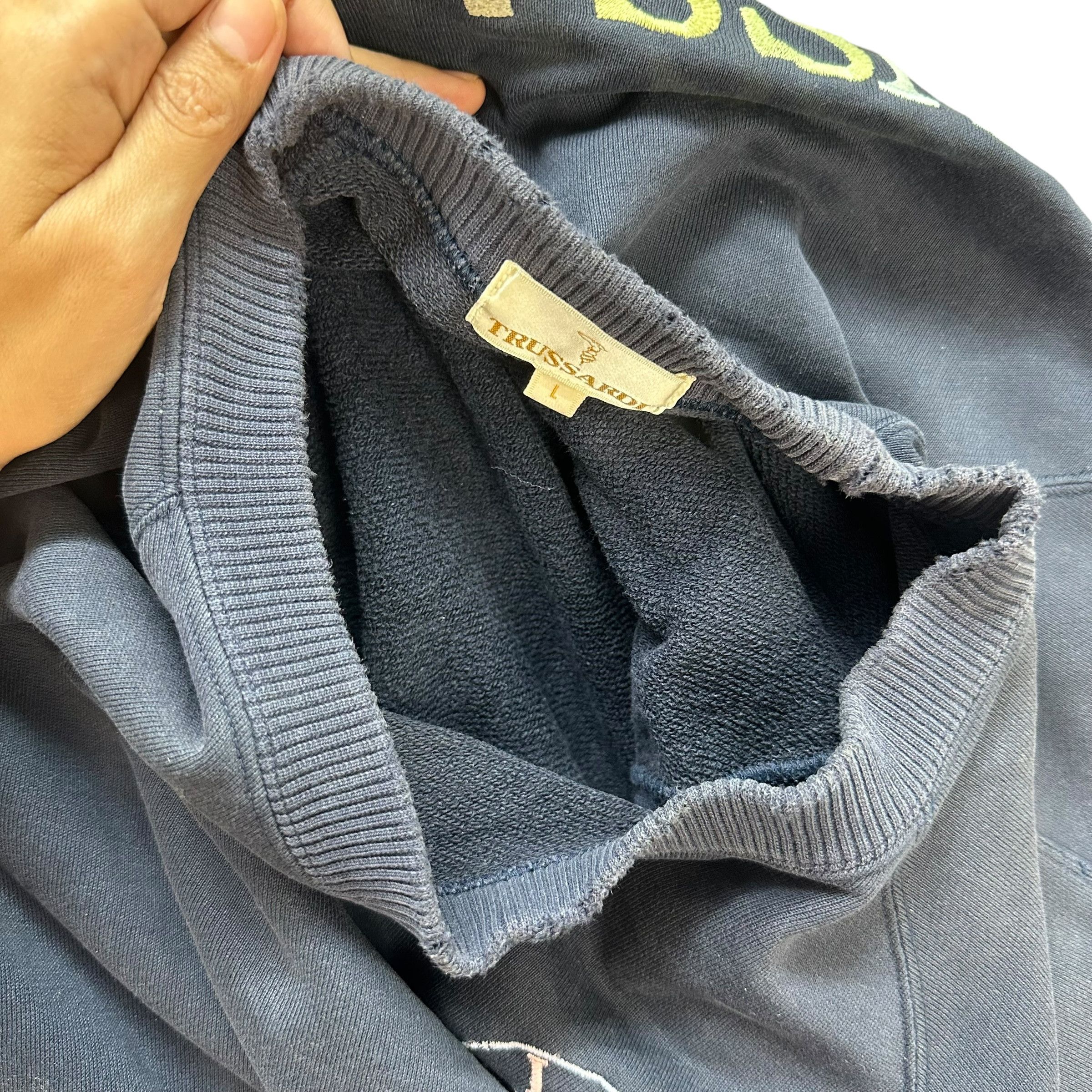 Trussardi TRASHED TRUSSARDI EMBROIDERY BIG LOGO SWEATSHIRT #8935-040 Size US L / EU 52-54 / 3 - 13 Thumbnail