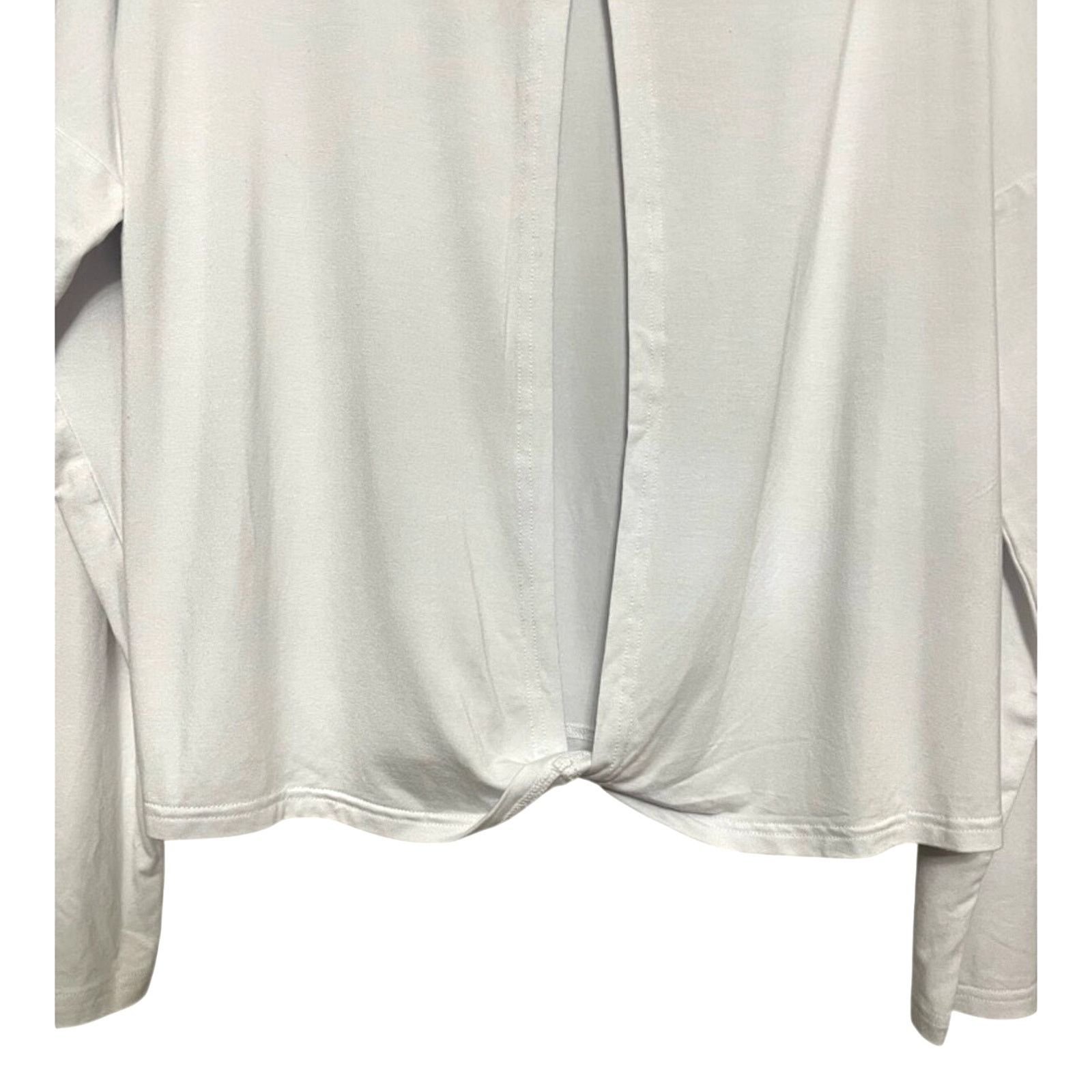 Other Blouse White Long Sleeve Boat Neck Twisted Back Cutout L Size L / US 10 / IT 46 - 6 Thumbnail