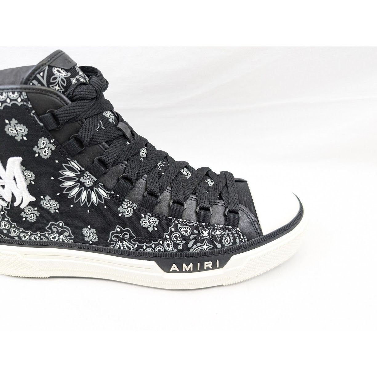 Amiri o1rshd1 Bandana MA Court High-Top Sneakers in Black/White Size US 13 / EU 46 - 4 Thumbnail