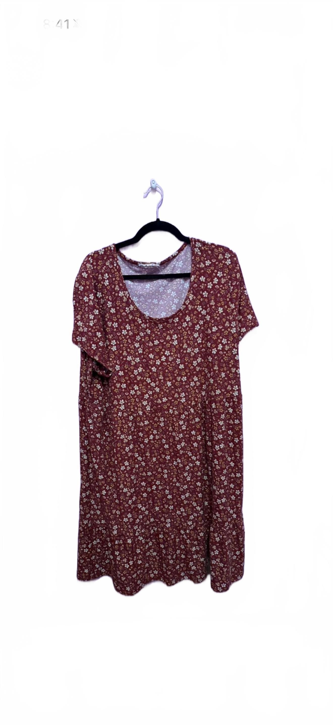 Designer Red Floral Swing Dress - Perfect for Summer Size 4XL / US 24-26 - 1 Thumbnail