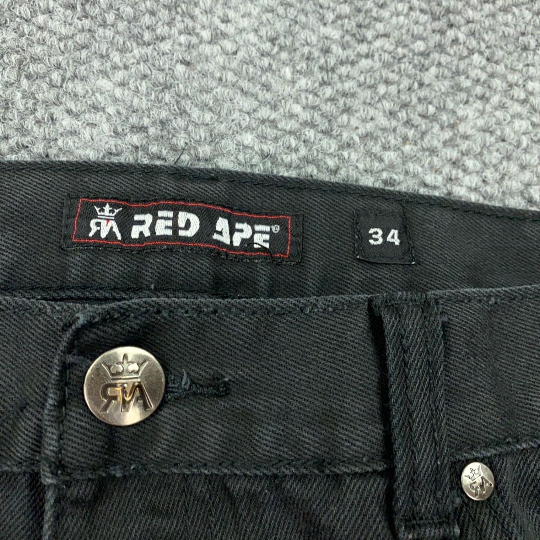 Denime Red Ape Jeans Mens Size 34 Black Denim Baggy Hip Hop Streetwear Grunge Y2K Size US 34 / EU 50 - 4 Thumbnail