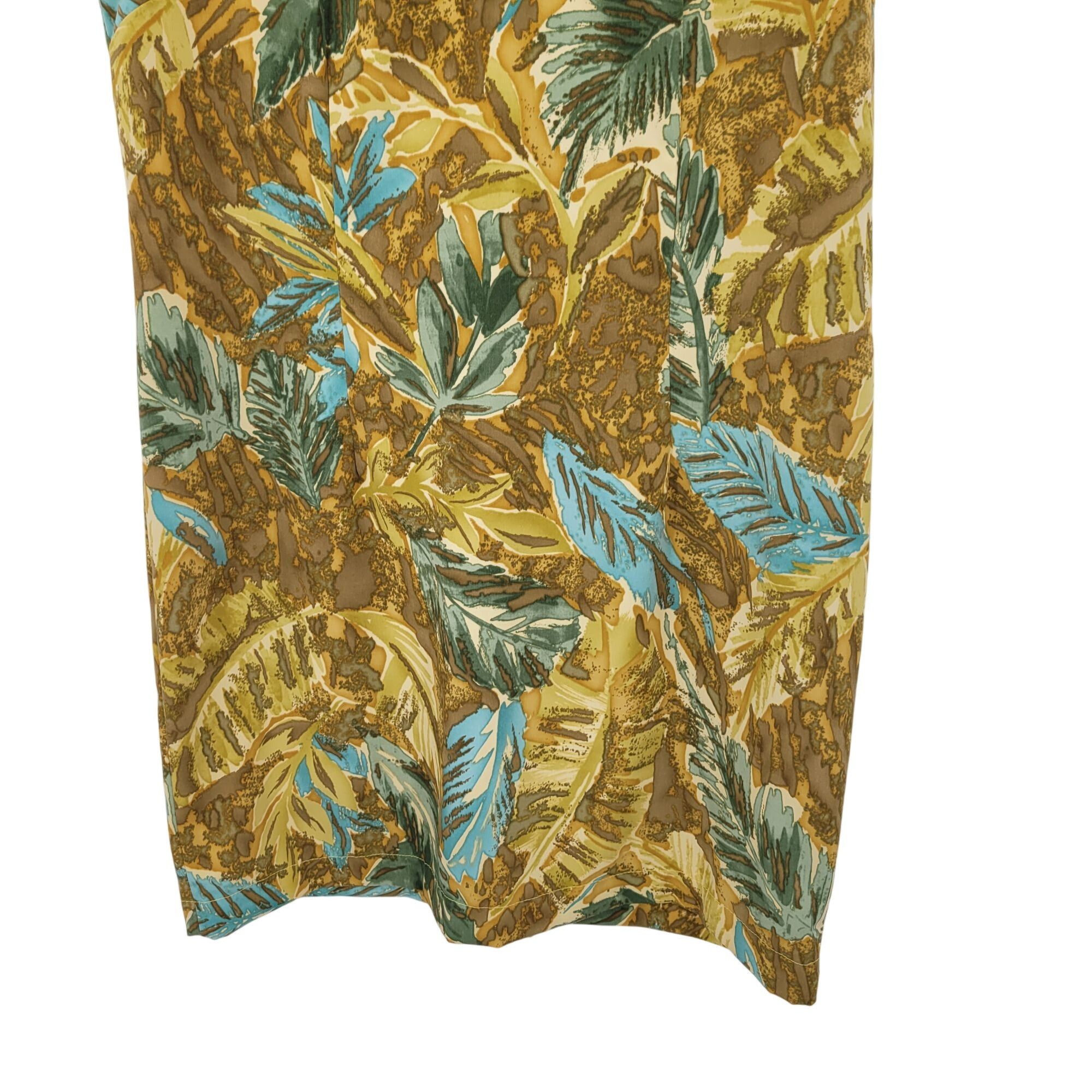 Vintage Vtg Mini Shift Dress Sz 10 Leaf Print Sleeveless V-Neck Brow Size L / US 10 / IT 46 - 6 Thumbnail