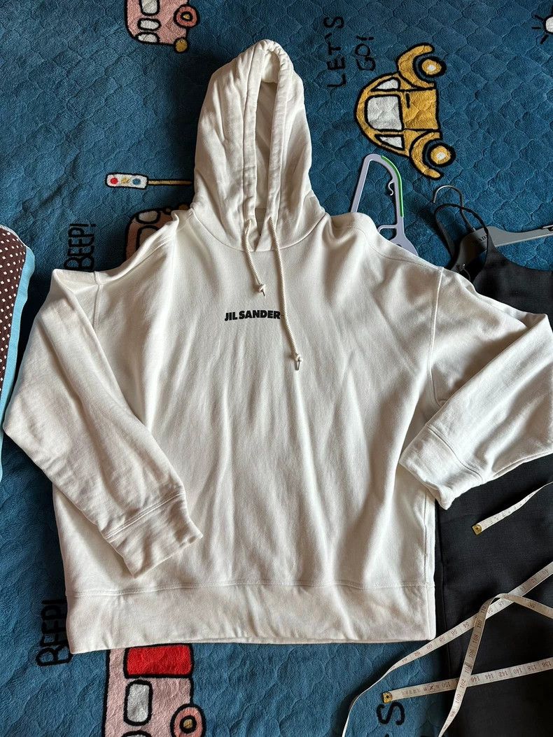 Jil Sander Jil Sander White small logo hooded shoulder sweatshirt Size S / US 4 / IT 40 - 4 Thumbnail